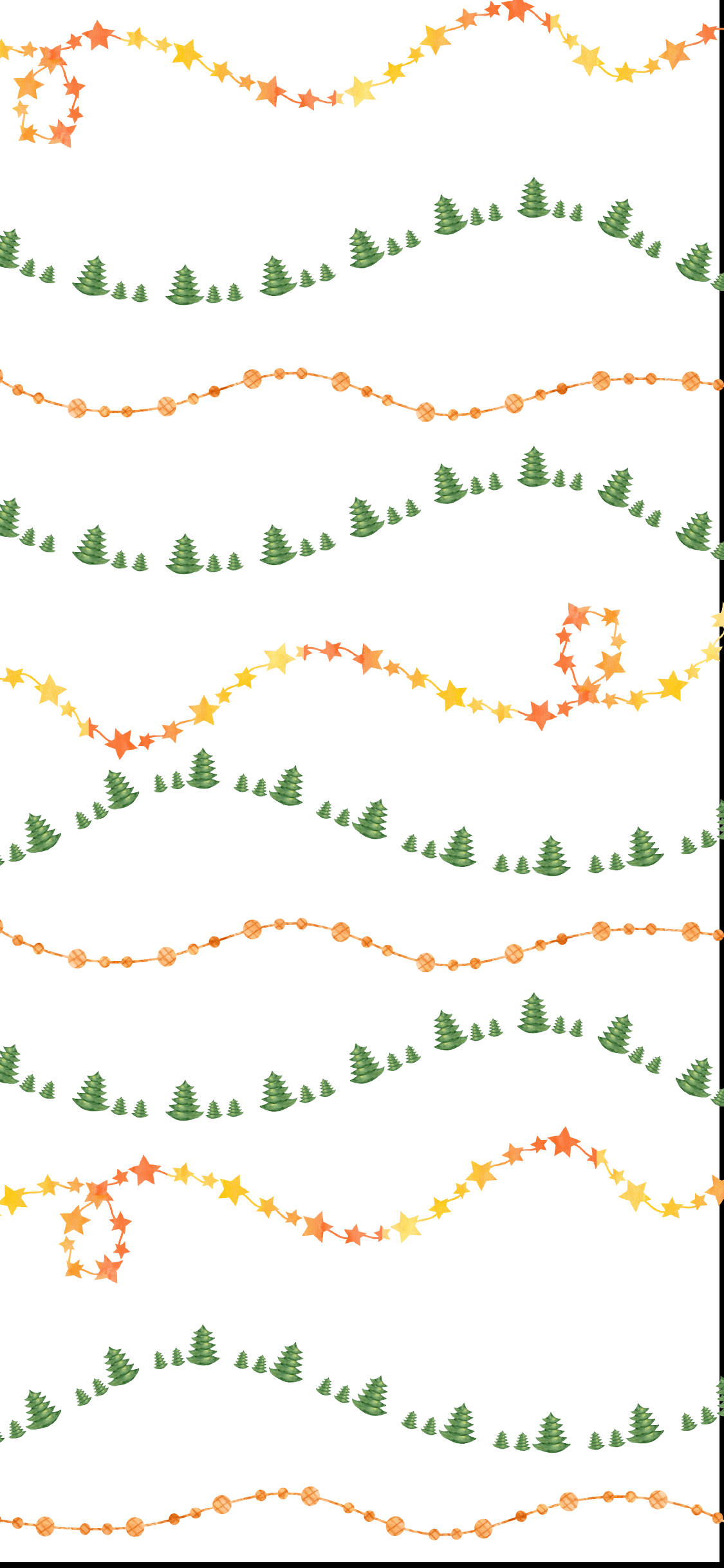 Preppy Christmas, green pine trees, orange yellow stars, Full HD Phone Wallpaper