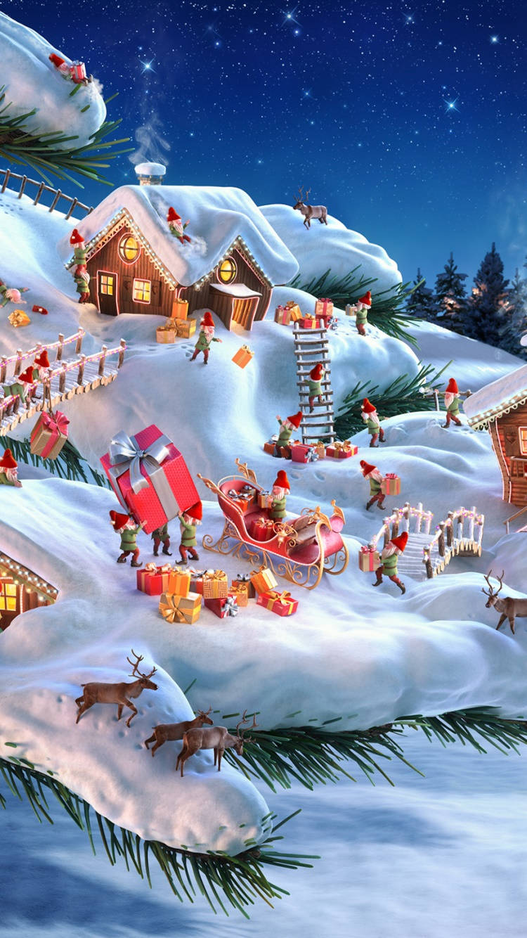Christmas Elf, reindeer, sleigh, HD Phone Wallpaper