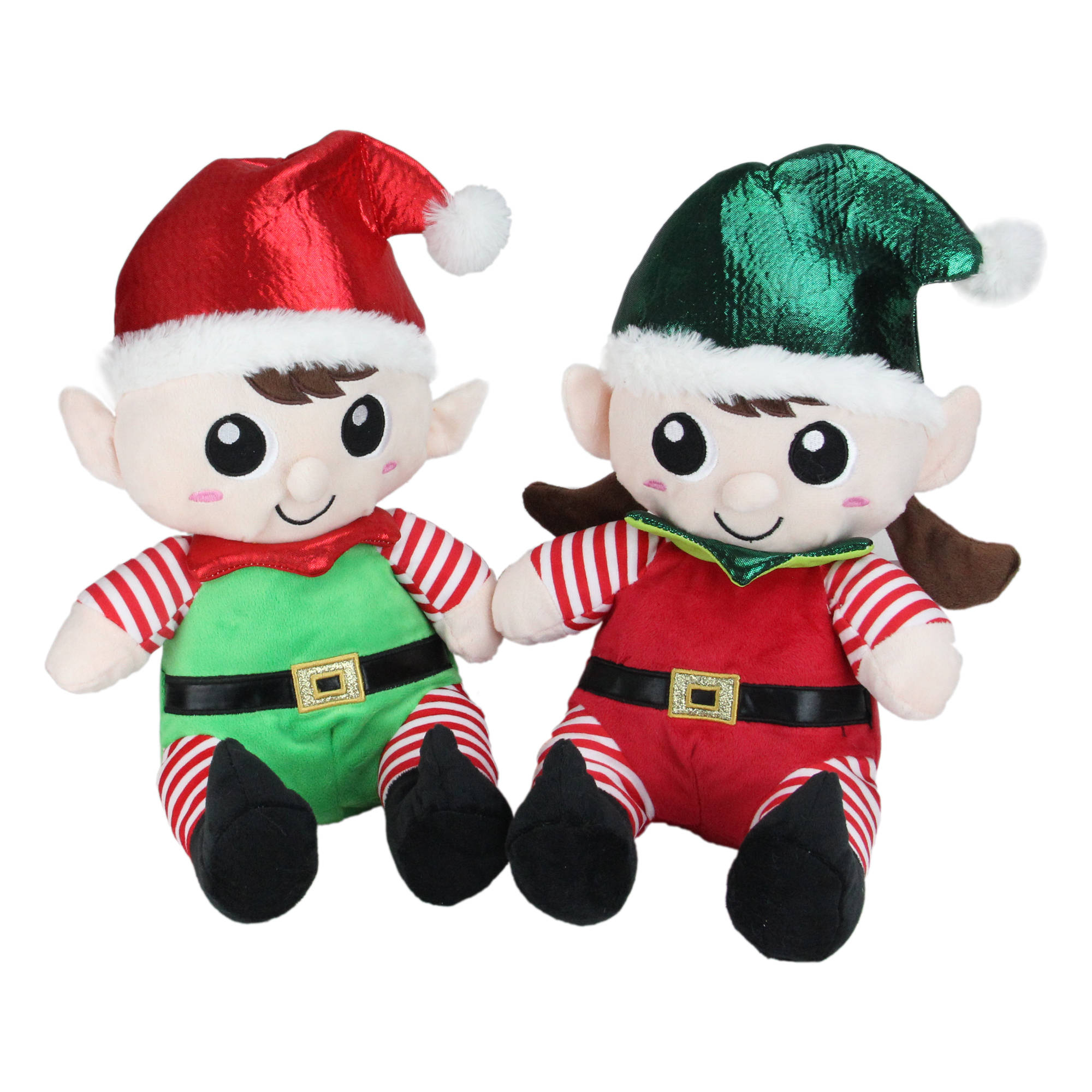 Christmas Elf, red and green outfits, plush, Full HD Desktop Wallpaper