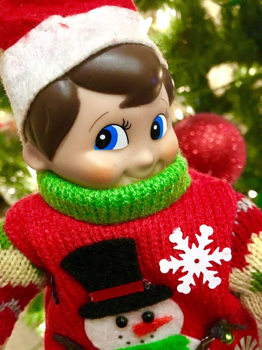 Christmas Elf, vintage elf doll, red sweater, SD Phone Wallpaper