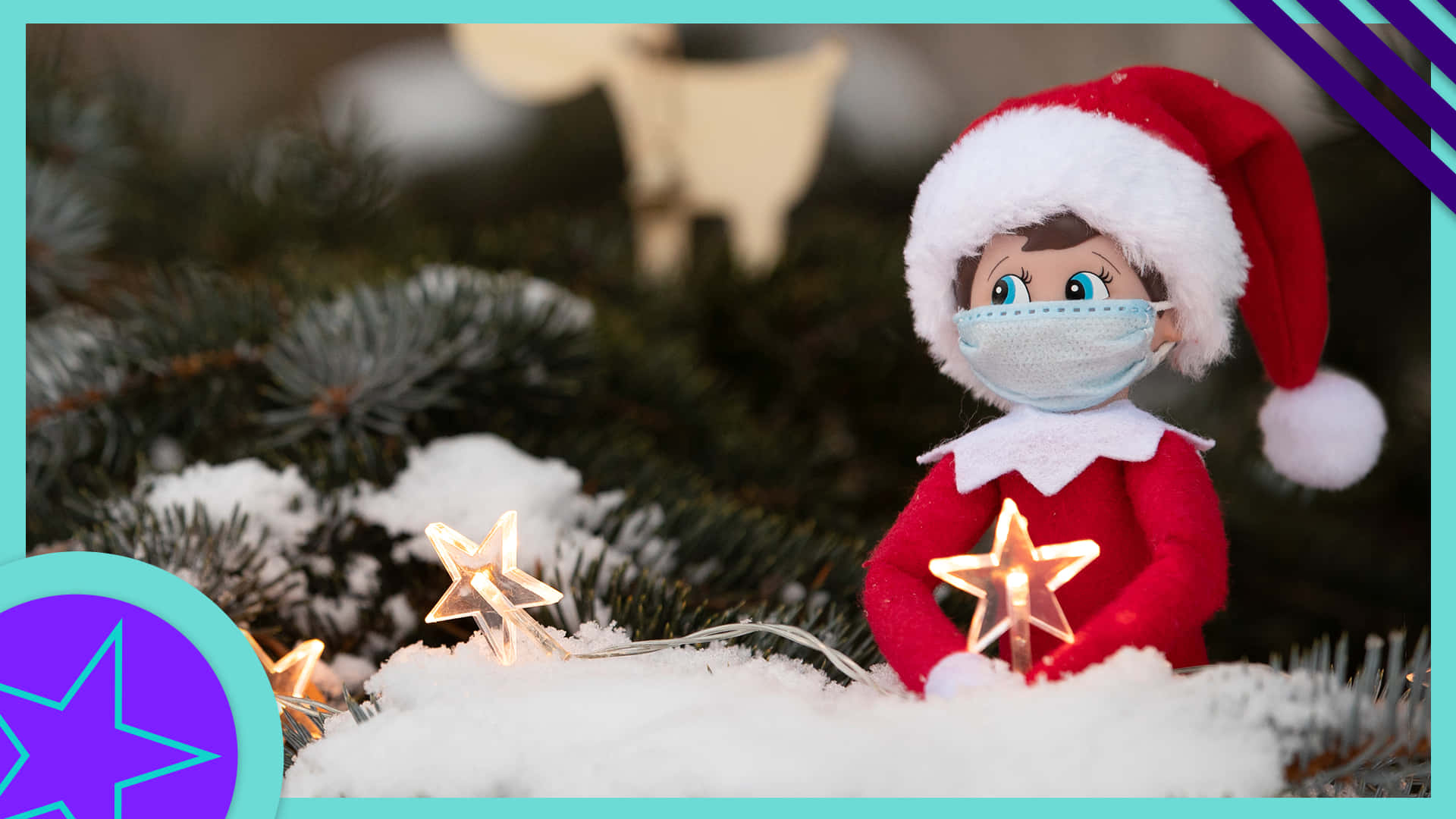 Christmas Elf, Santa hat, face mask, Full HD Desktop Wallpaper