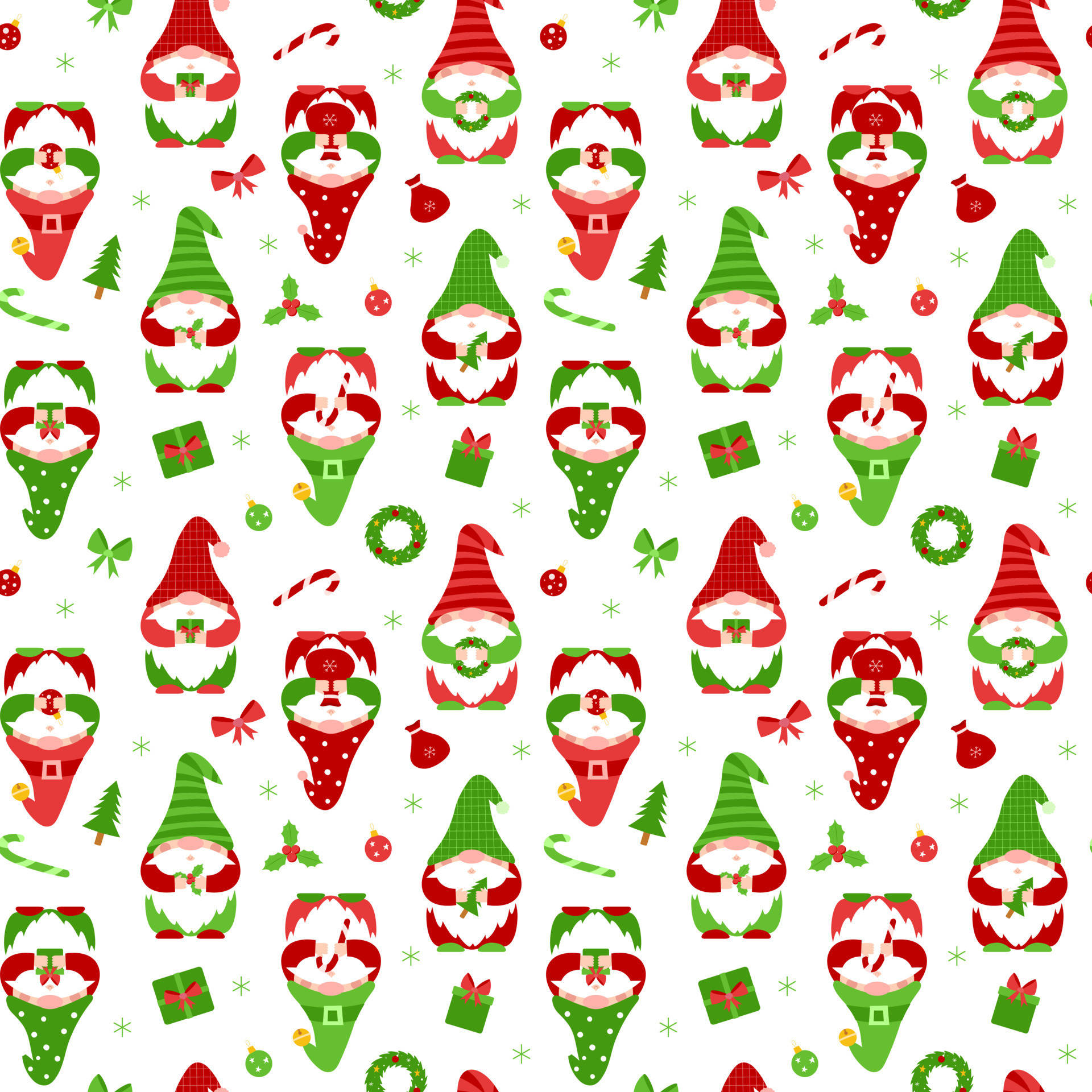 Christmas elf, red and green, gifts, Full HD Desktop Wallpaper