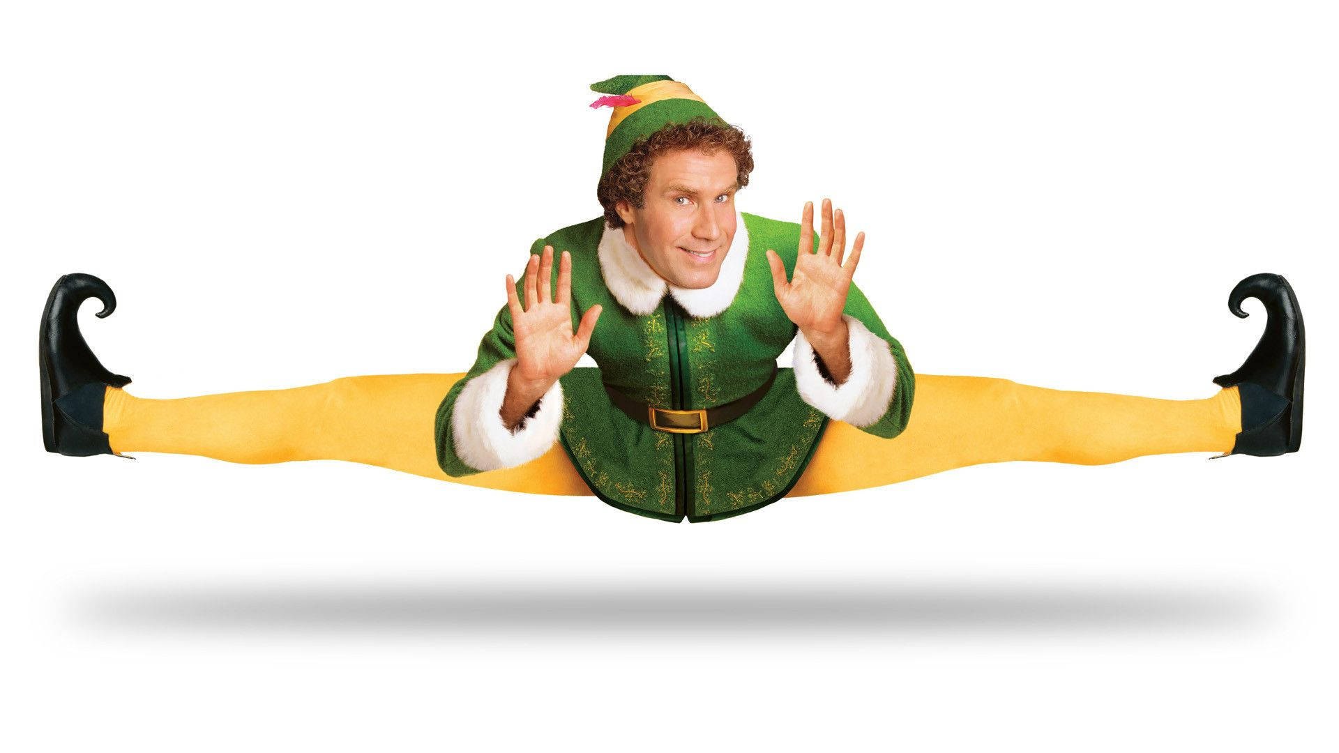 Christmas Elf, green elf costume, white background, Full HD Desktop Wallpaper