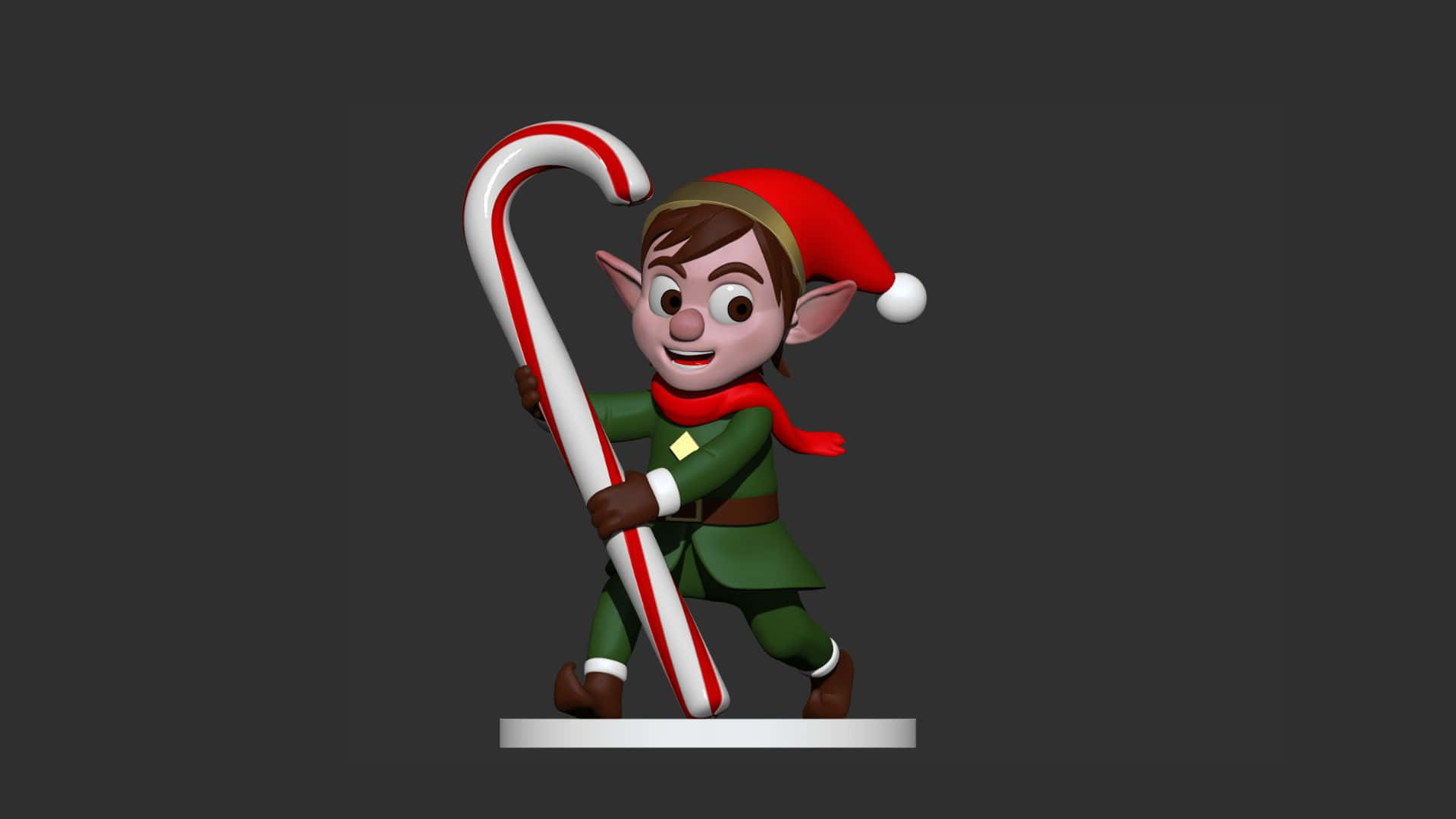 Christmas Elf, candy cane, green outfit, Full HD Desktop Wallpaper
