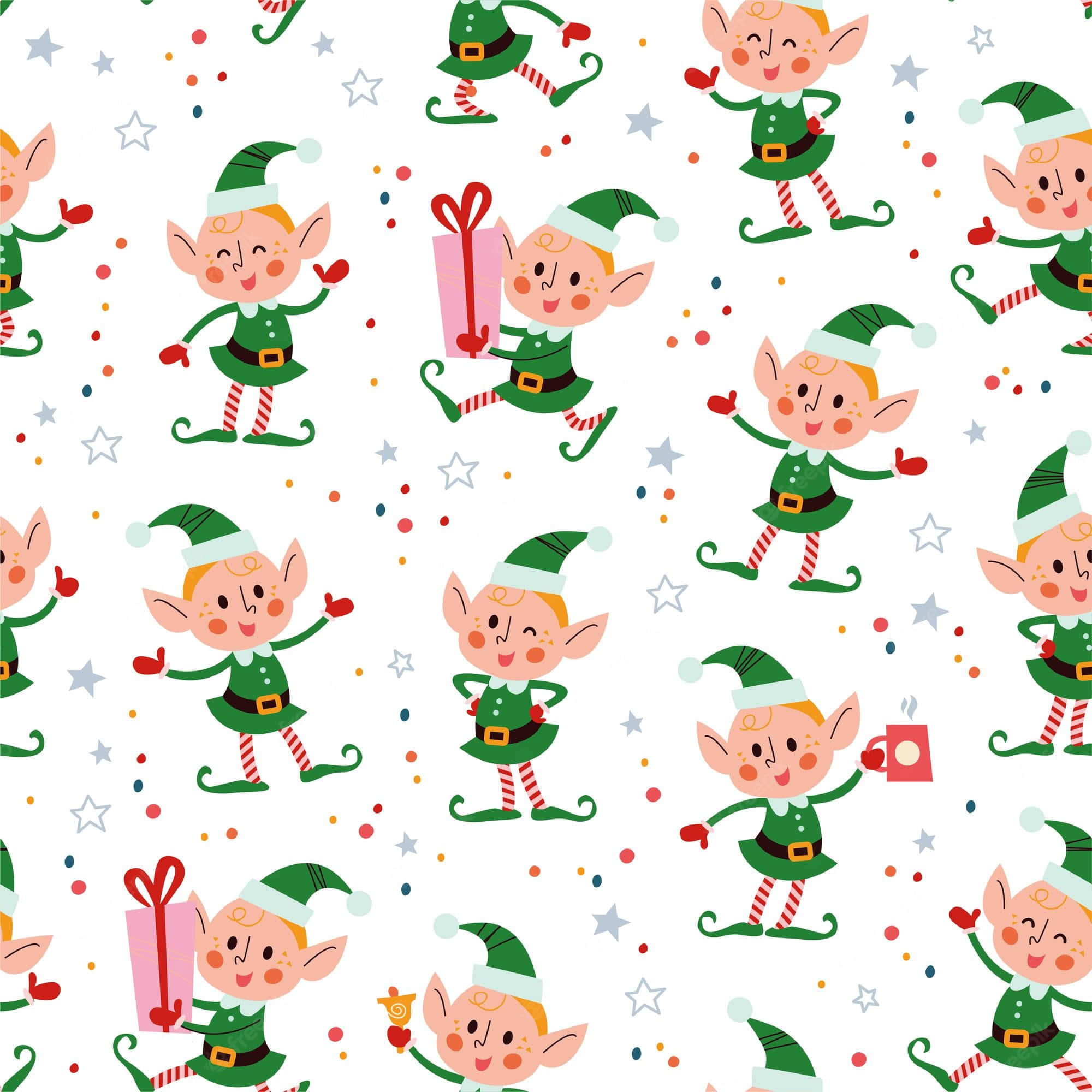 Christmas Elves, green outfits, dance, Full HD Desktop Wallpaper