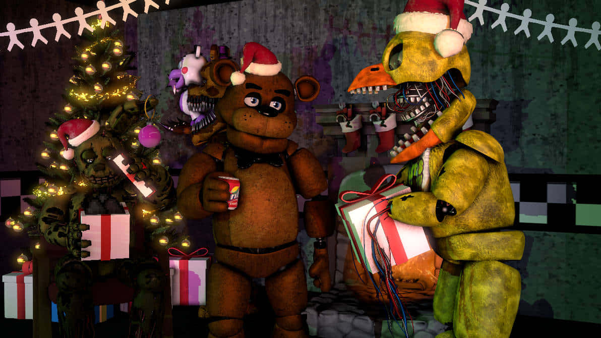 F Na F, Christmas tree, Santa hats, SD Desktop Wallpaper