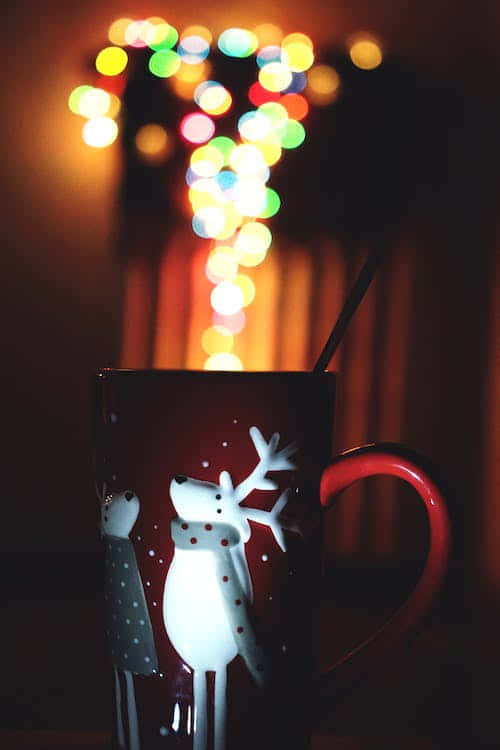 Christmas Night, glowing reindeer design, colorful bokeh light trail, SD Phone Wallpaper
