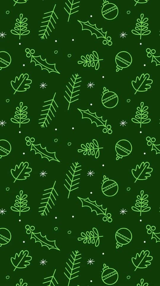 dark forest green, glowing lime, holly leaves, SD Phone Wallpaper