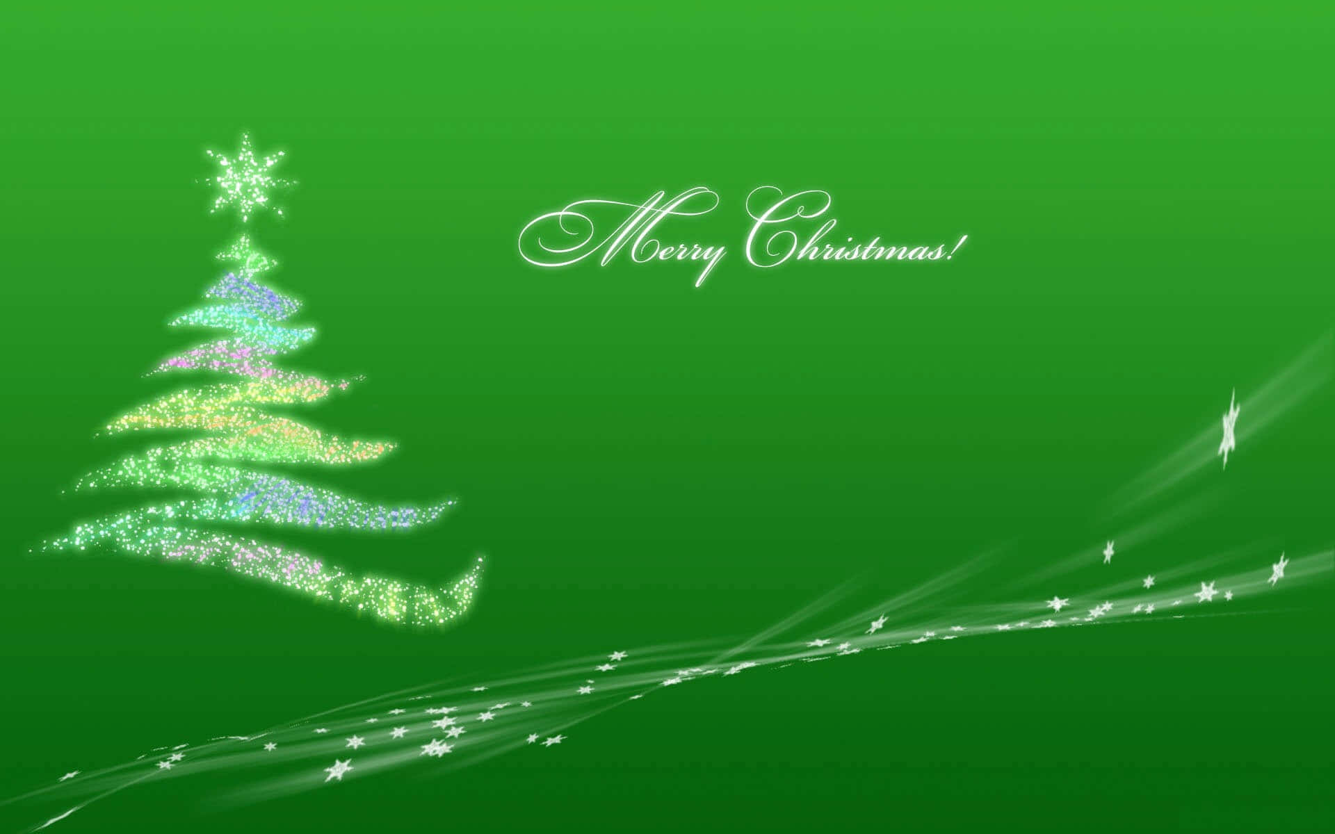 dark green, rainbow-hued Christmas tree, star topper, Full HD Desktop Wallpaper