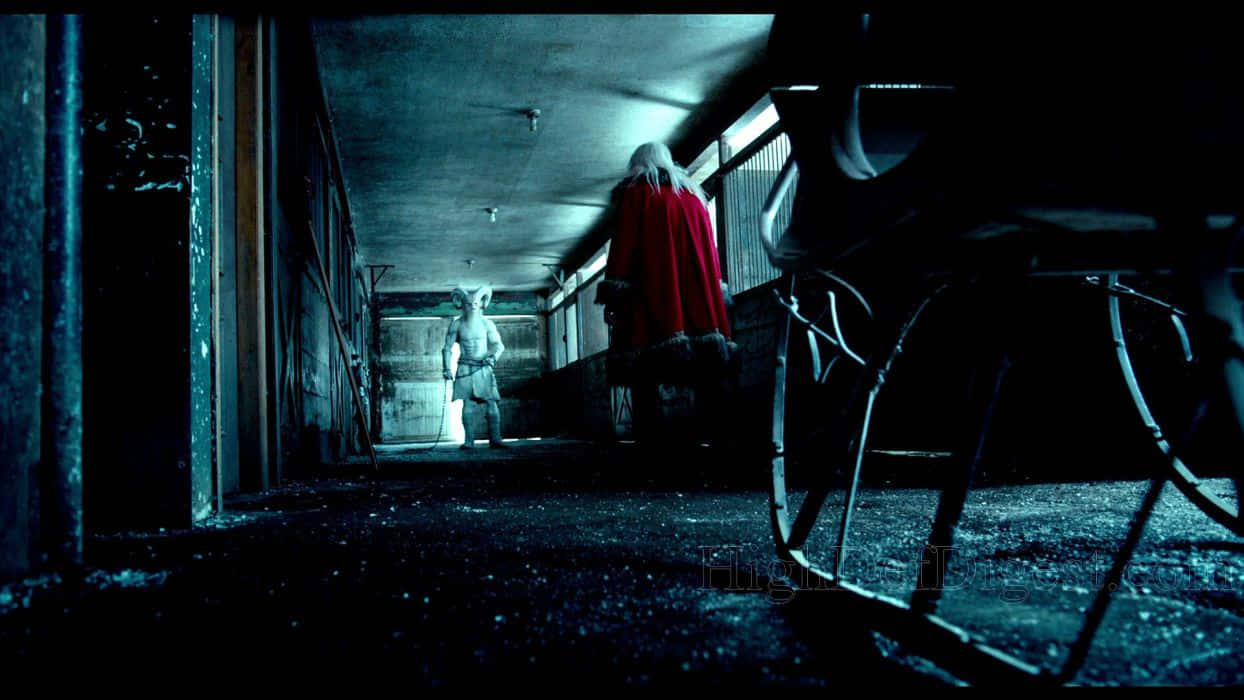 Dark Christmas, 1244 x 700, red cloak, SD Desktop Wallpaper