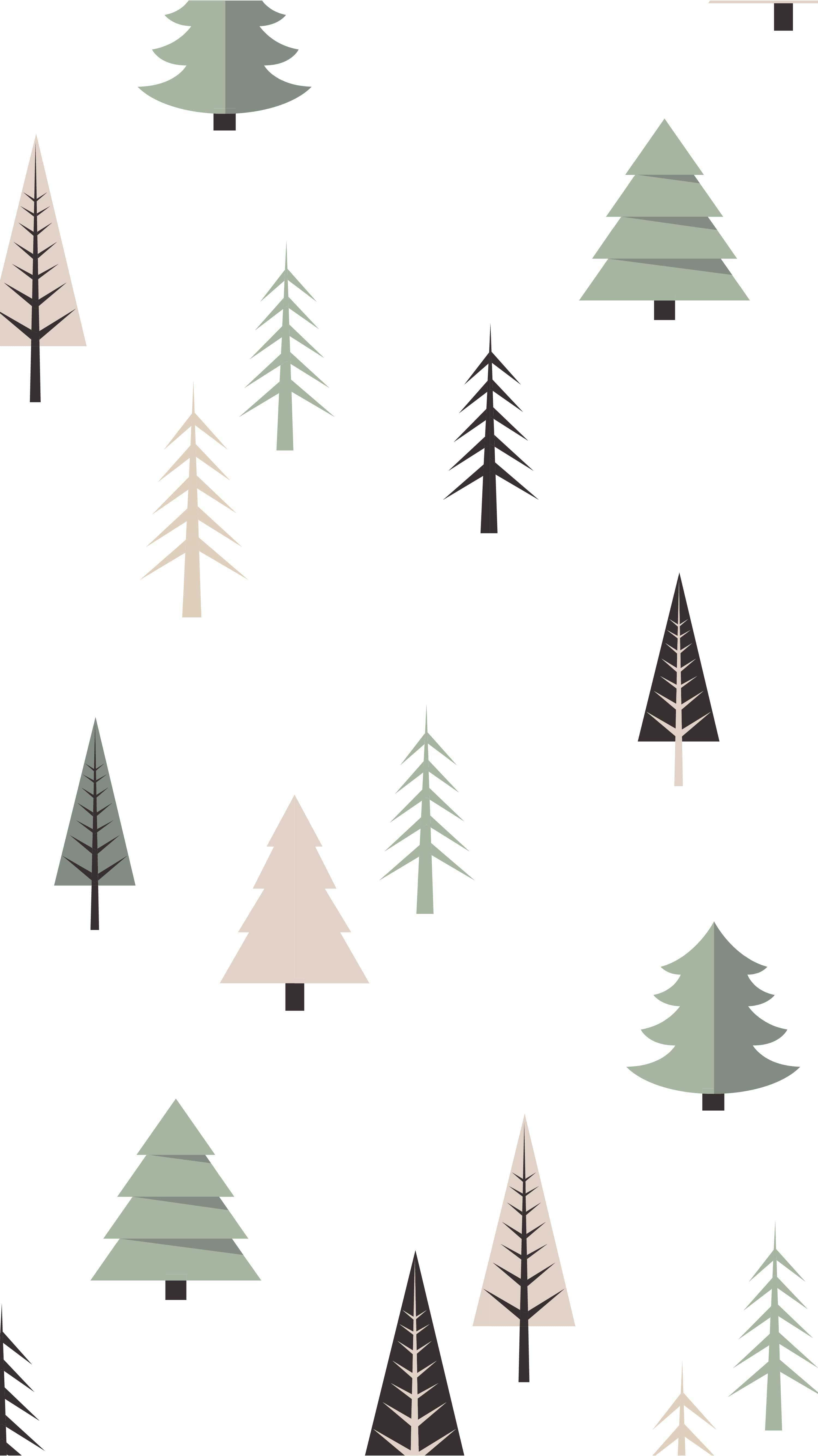 cute christmas tree, pine trees, muted greens, 5K Phone Wallpaper