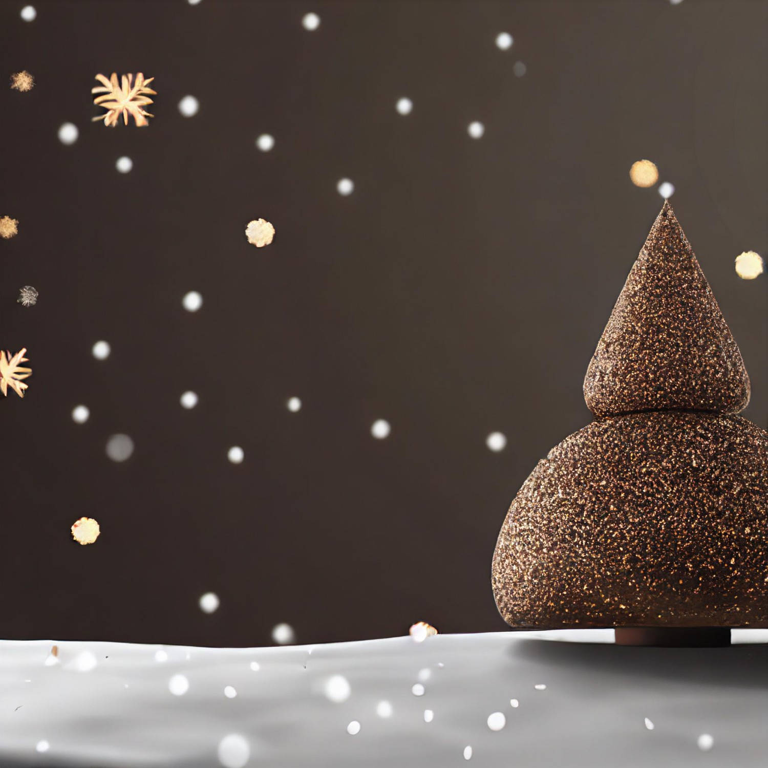 black christmas, chocolate tree, snowy ground, HD Desktop Wallpaper