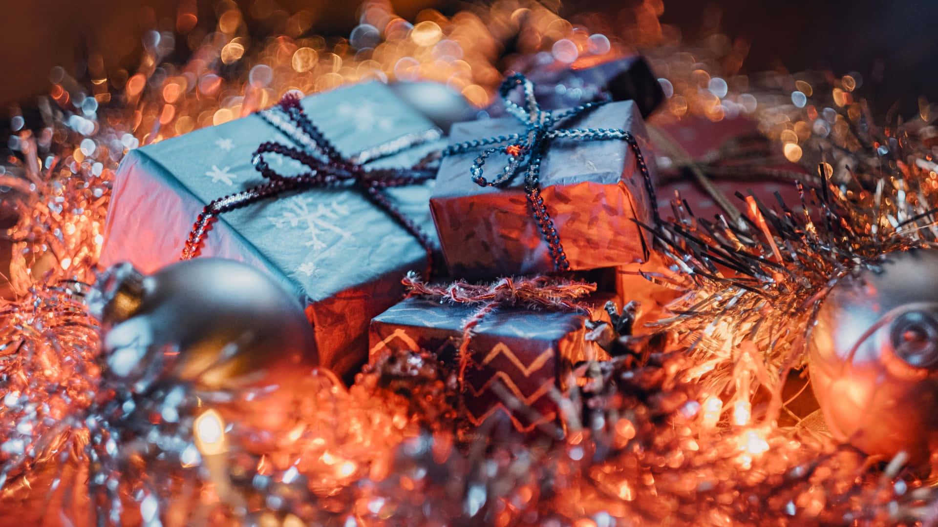 blue, red, dark ribbons, Full HD Desktop Wallpaper