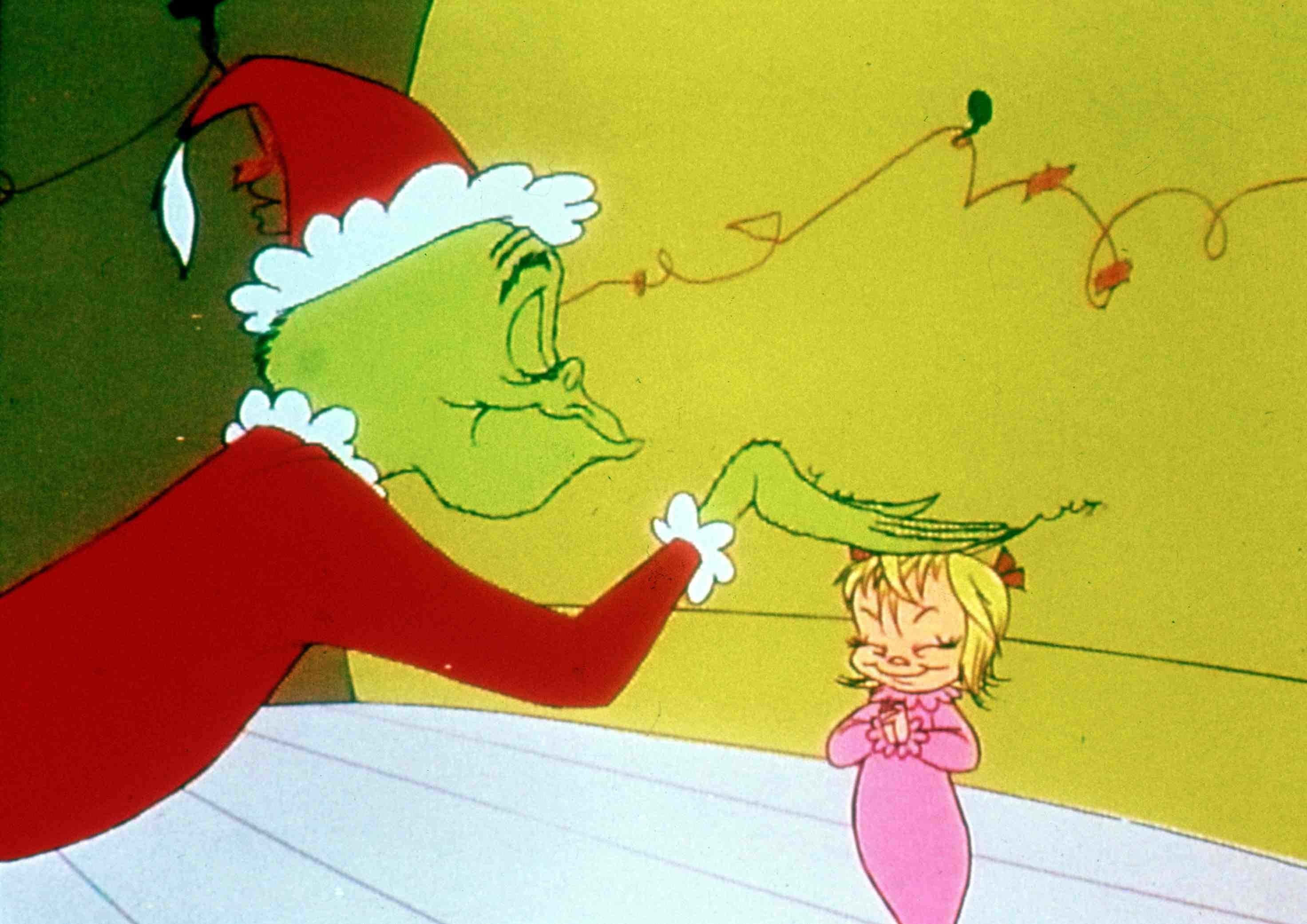 The Grinch, little girl, red Santa suit, 2K Desktop Wallpaper