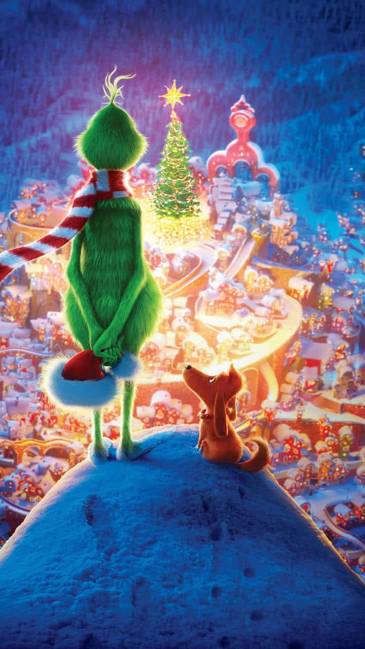Grinch, Christmas Grinch, snowy town, HD Phone Wallpaper