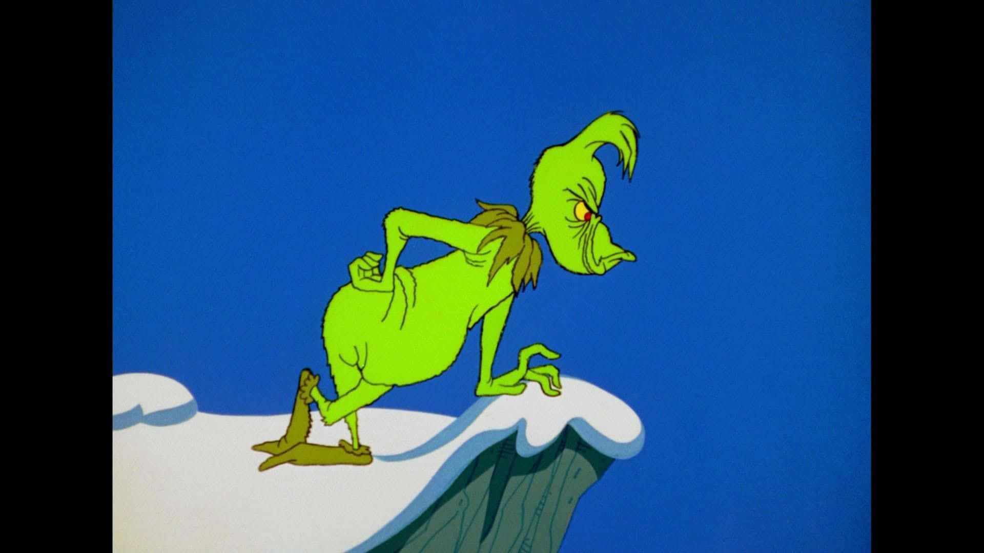 The Grinch, snowy cliff, deep blue sky, Full HD Desktop Wallpaper