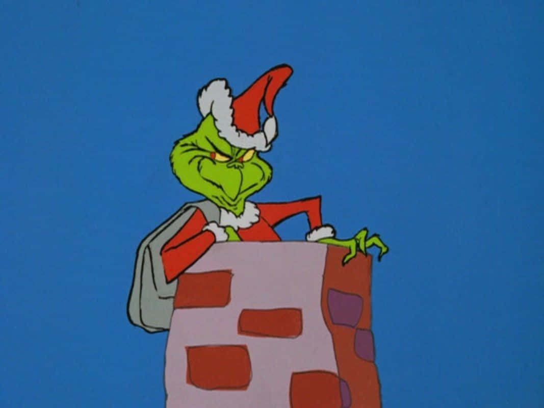 The Grinch, Santa hat, red suit, SD Desktop Wallpaper