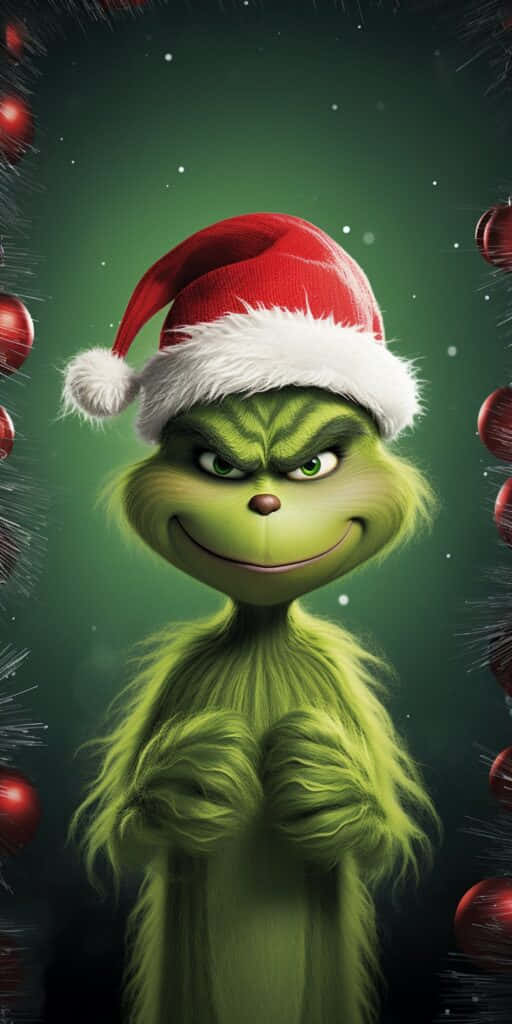 Grinch, Santa hat, red Santa hat, SD Phone Wallpaper