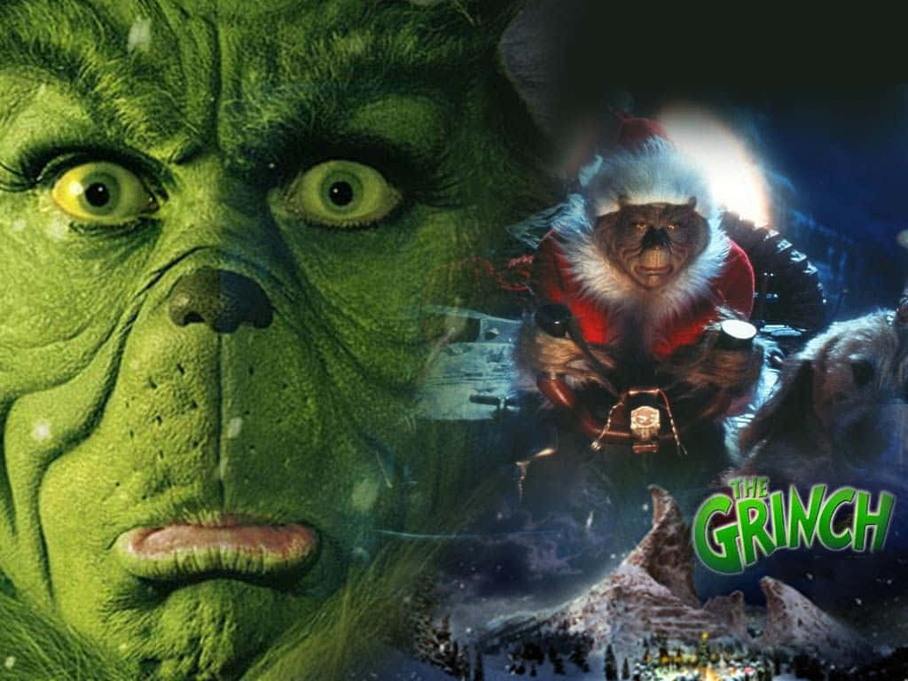 Grinch, sleigh, snowy night, SD Desktop Wallpaper