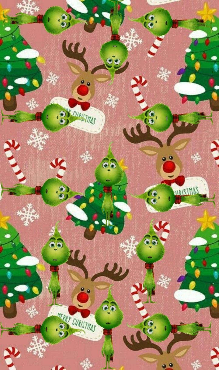 Grinch, Christmas pattern, repeating Grinch characters, SD Phone Wallpaper
