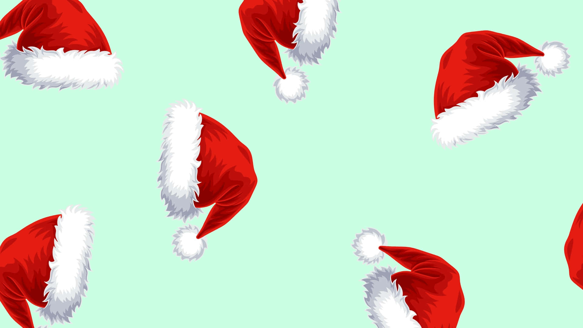Christmas Hat, red Santa hats, white trim, Full HD Desktop Wallpaper