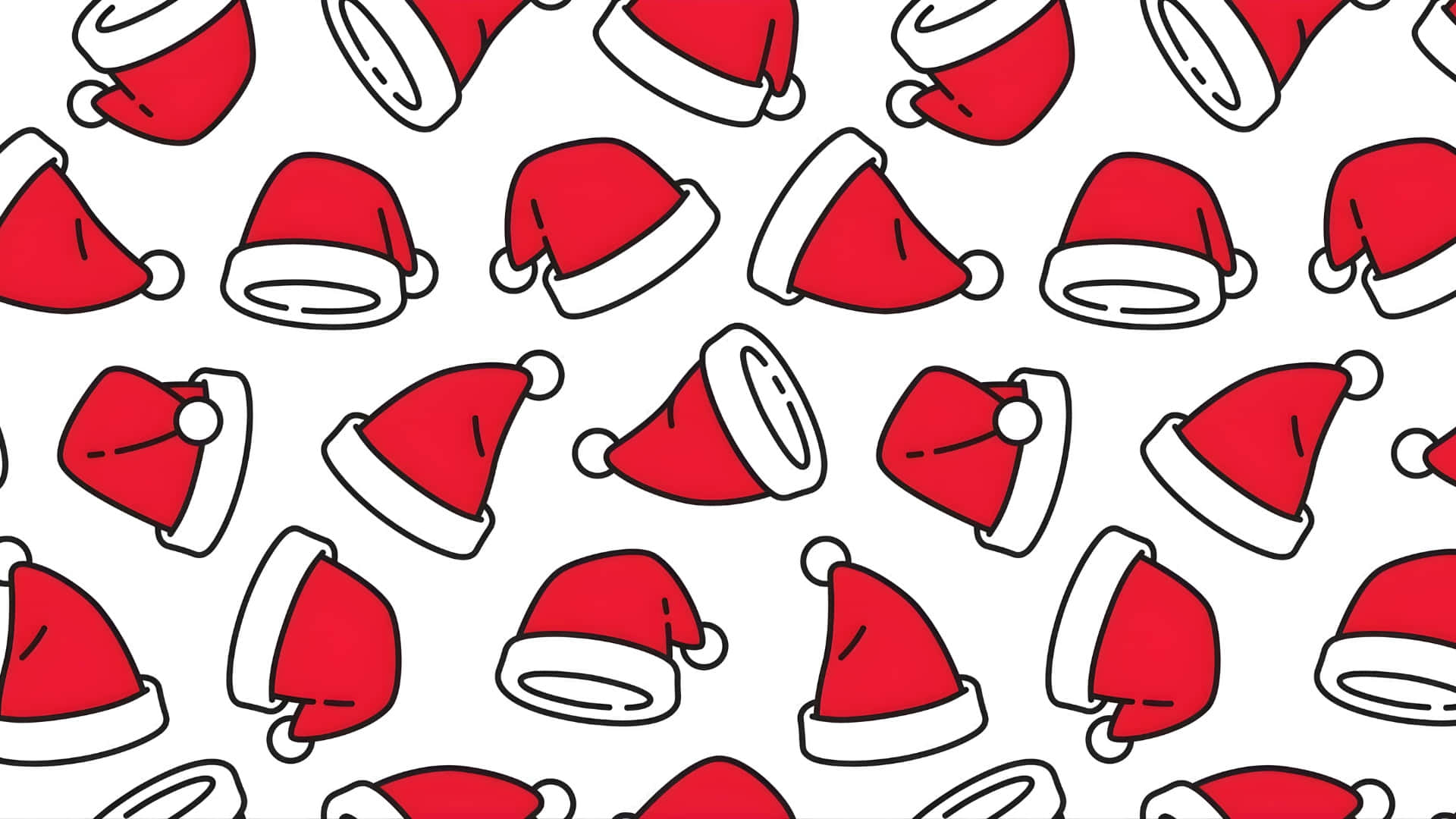 Christmas Hat, red and white, cartoon Santa hats, Full HD Desktop Wallpaper