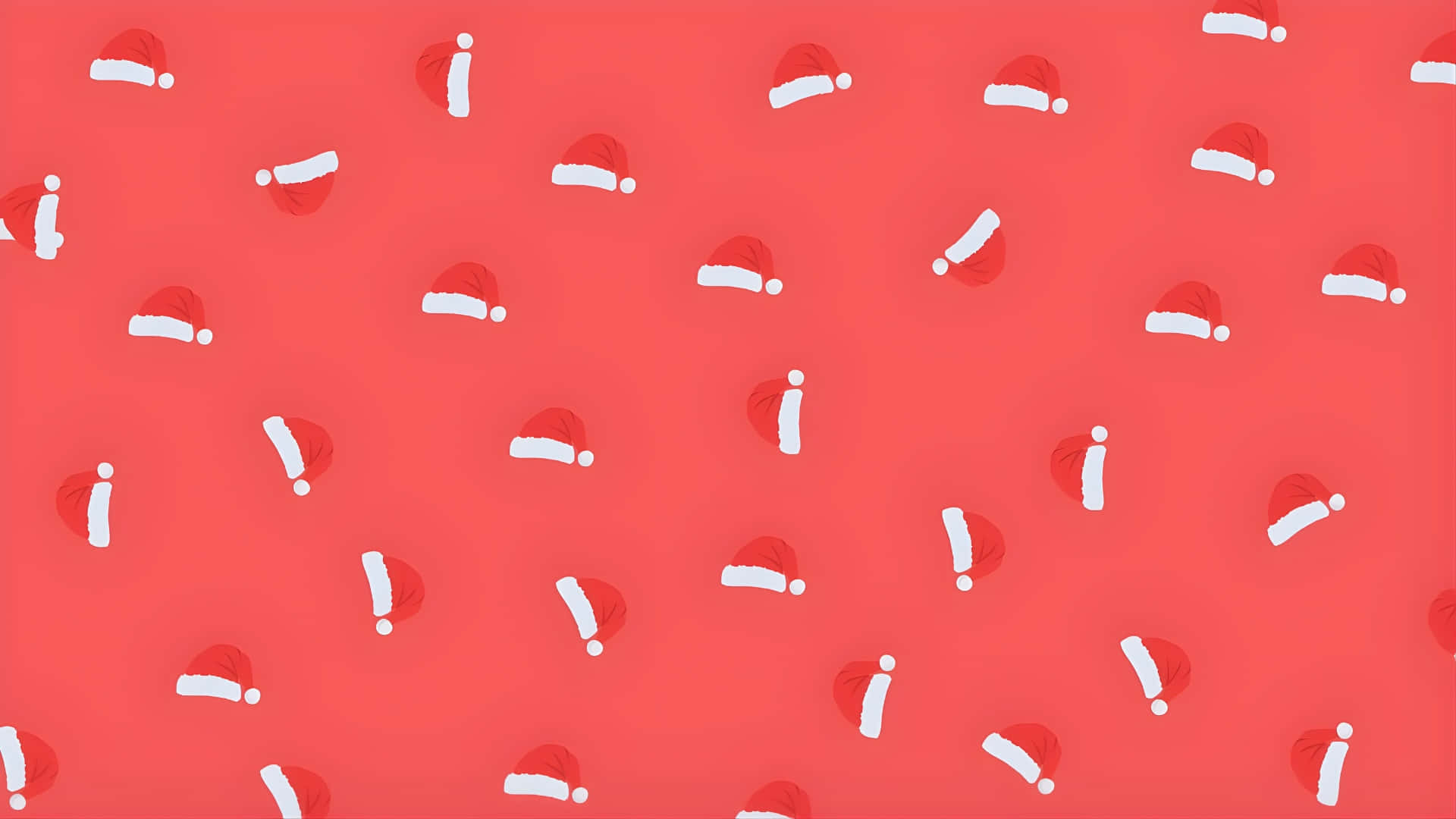 Christmas Hat, red background, white and red Santa hats, Full HD Desktop Wallpaper