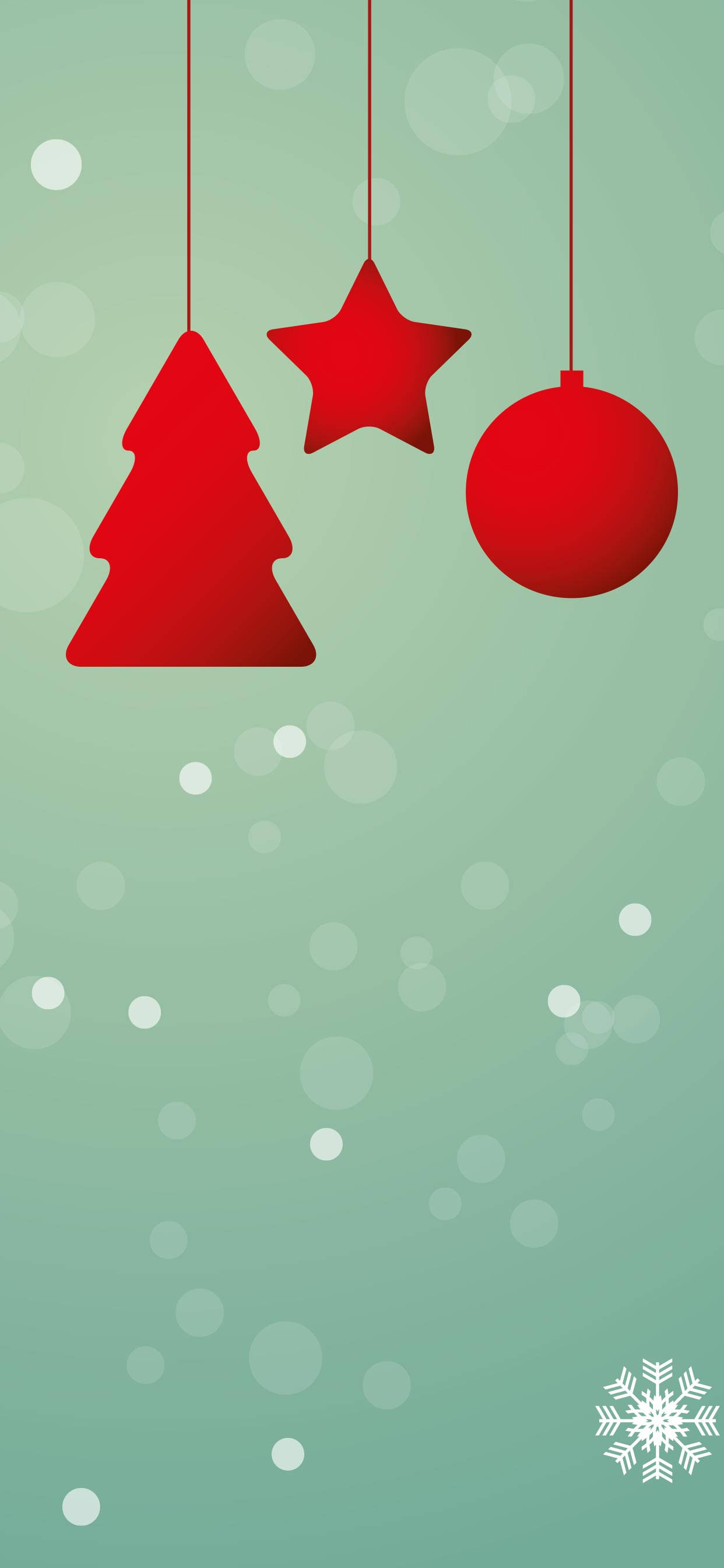 Red Christmas iPhone, red hanging Christmas ornaments, tree star, 2K Phone Wallpaper
