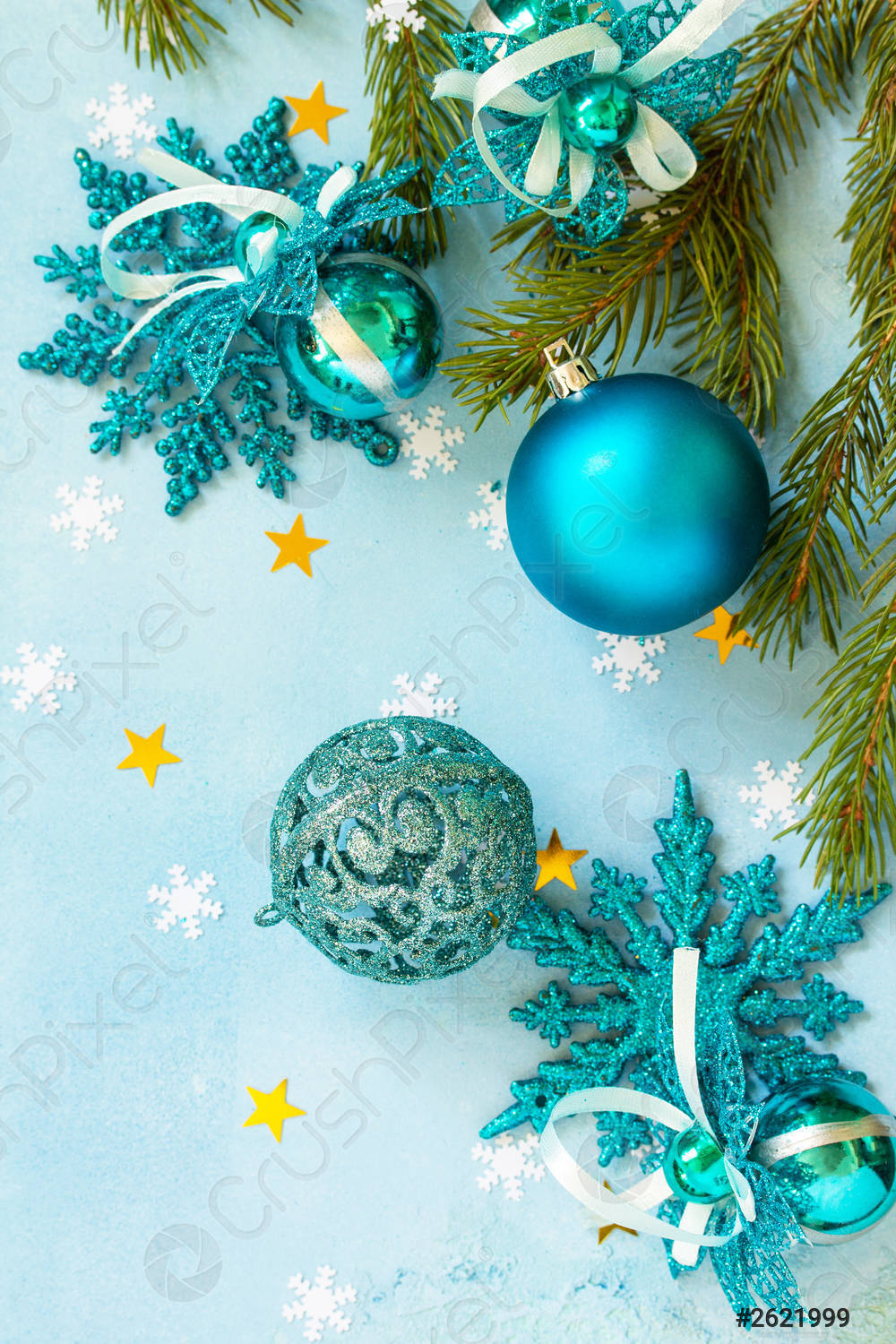 Christmas Green Ball iPhone, turquoise ornaments, pine branches, HD Phone Wallpaper