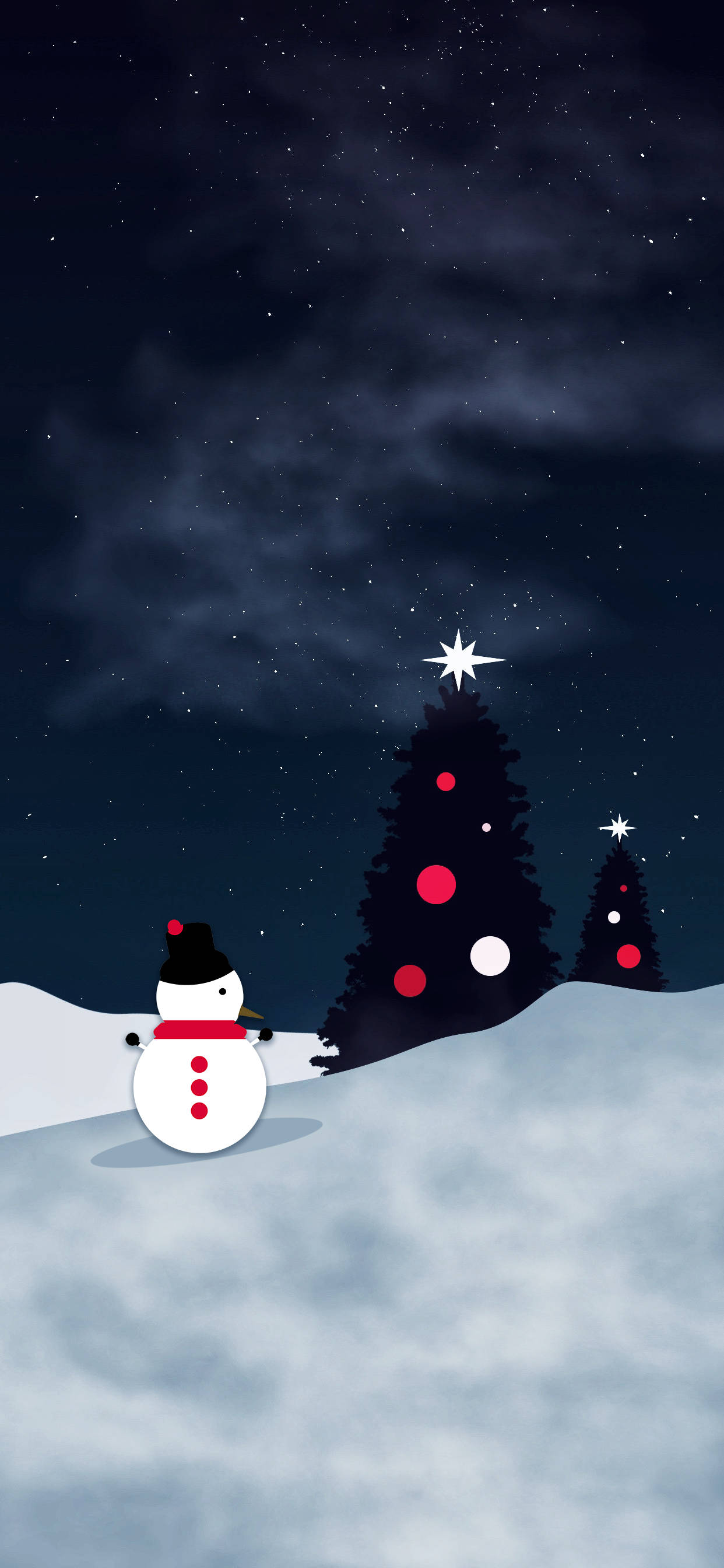 snowman, black pine tree, Christmas tree, 2K Phone Wallpaper
