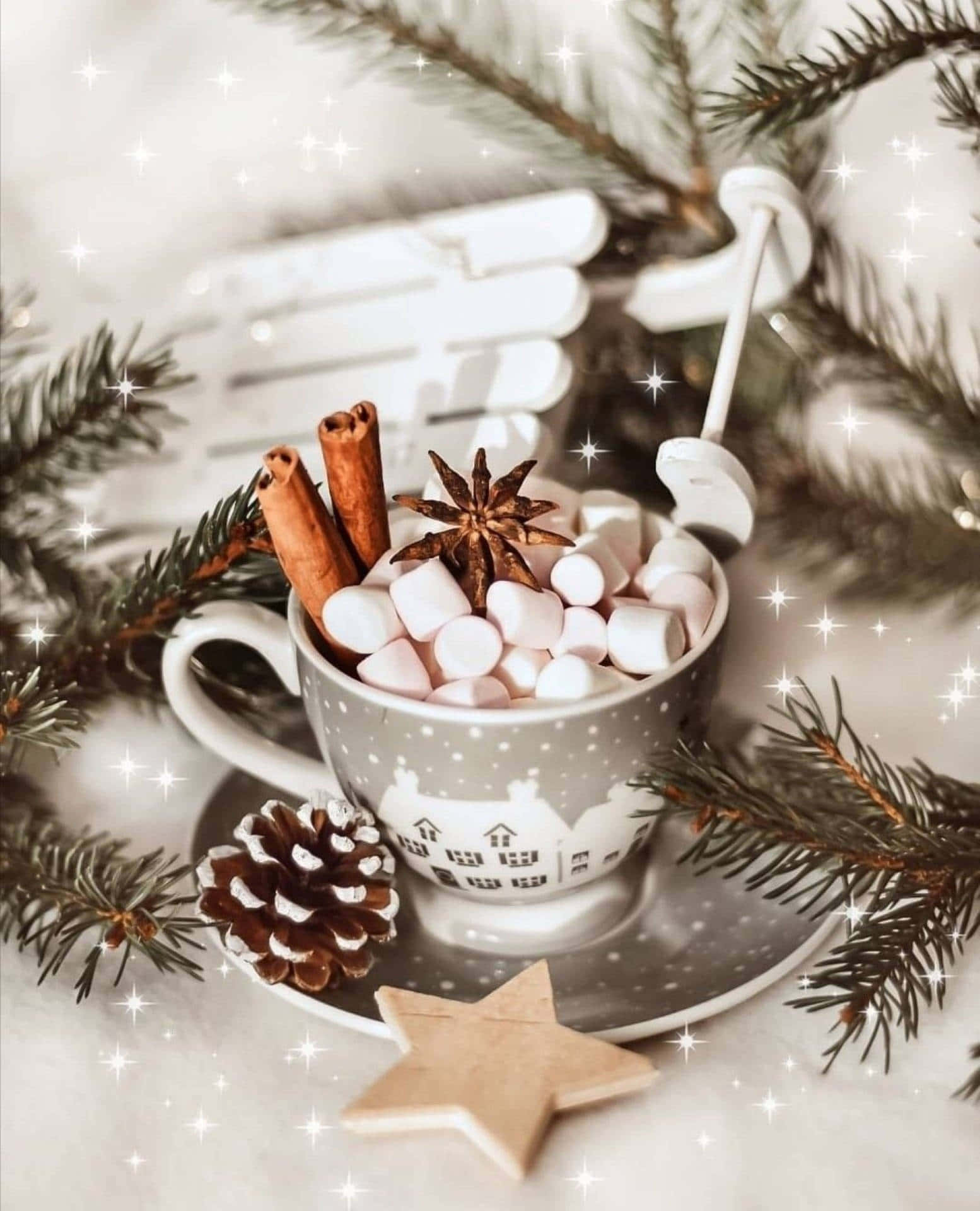 iPhone, Christmas Aesthetic, mallow cup, Full HD Phone Wallpaper