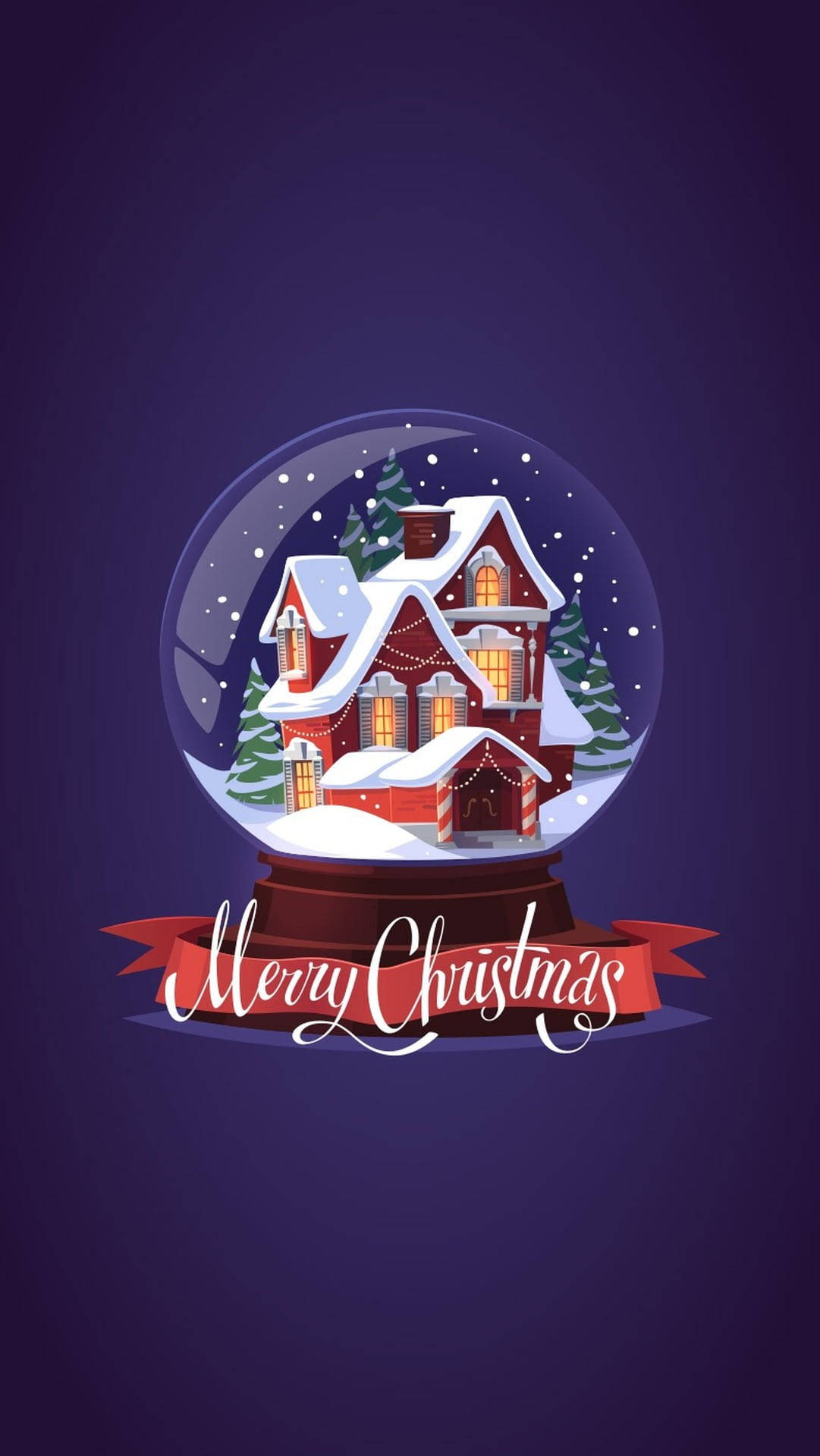 snow globe, Merry Christmas, red house, Full HD Phone Wallpaper