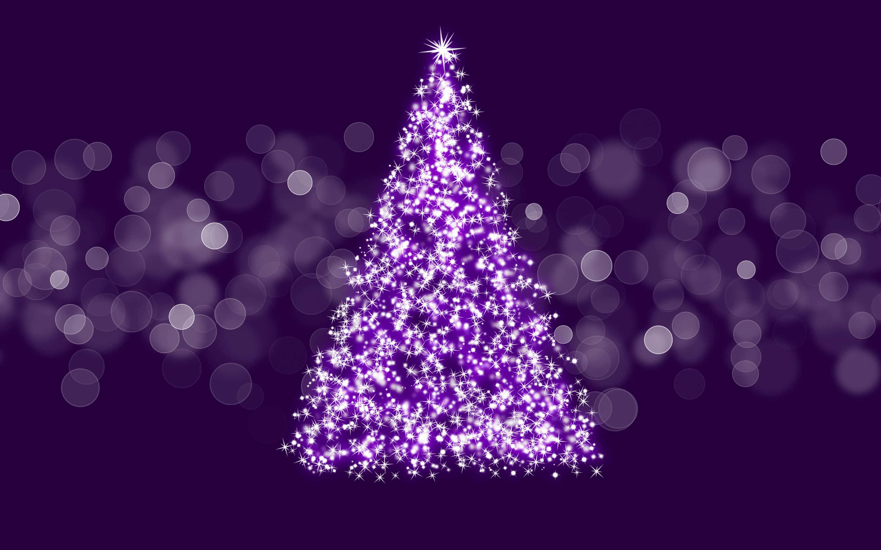 Girly Purple Xmas Tree, purple Christmas tree, bright white lights, 2K Desktop Wallpaper