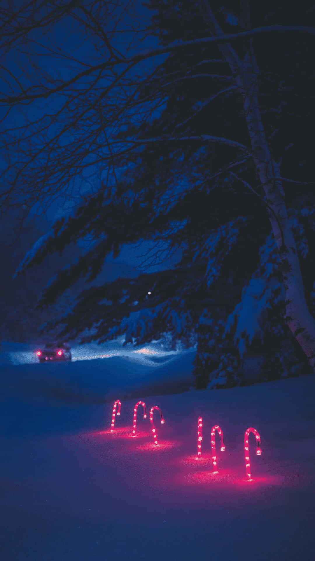 iPhone, Christmas Aesthetic, pink candy cane lights, Full HD Phone Wallpaper