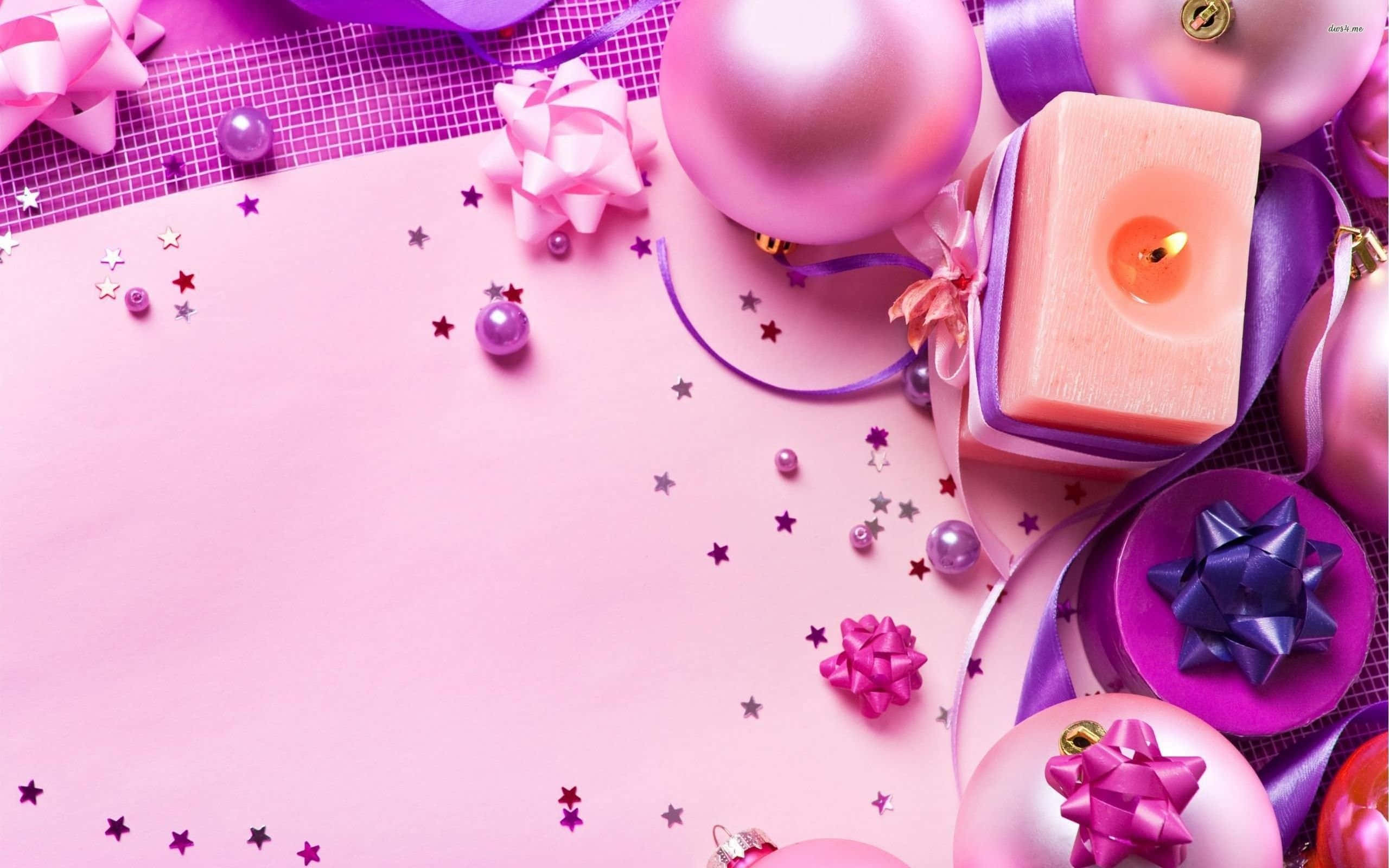 Girly Purple Xmas Candles, pink, purple, 2K Desktop Wallpaper