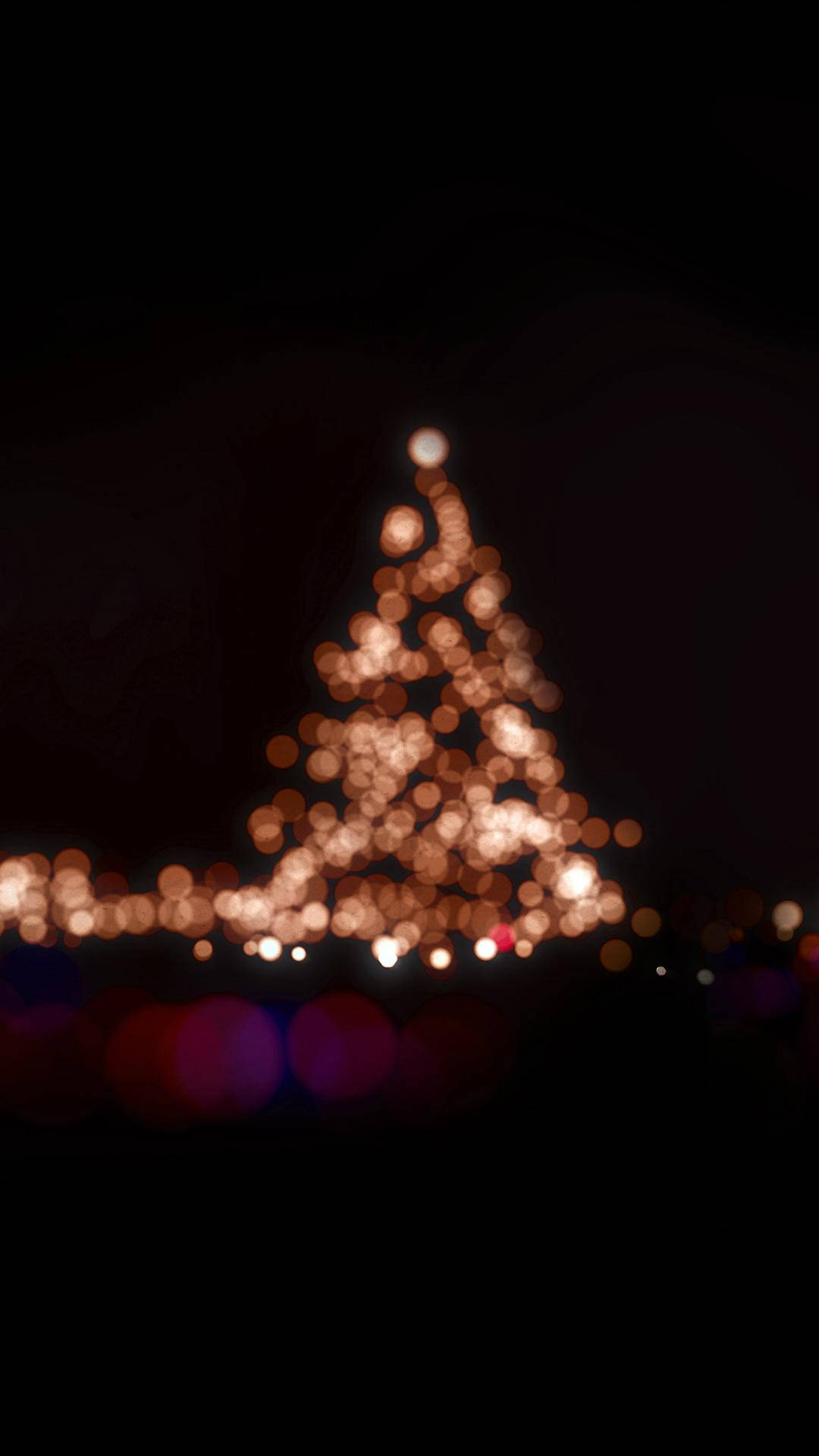 Christmas tree, warm bokeh lights, dark night sky, Full HD Phone Wallpaper