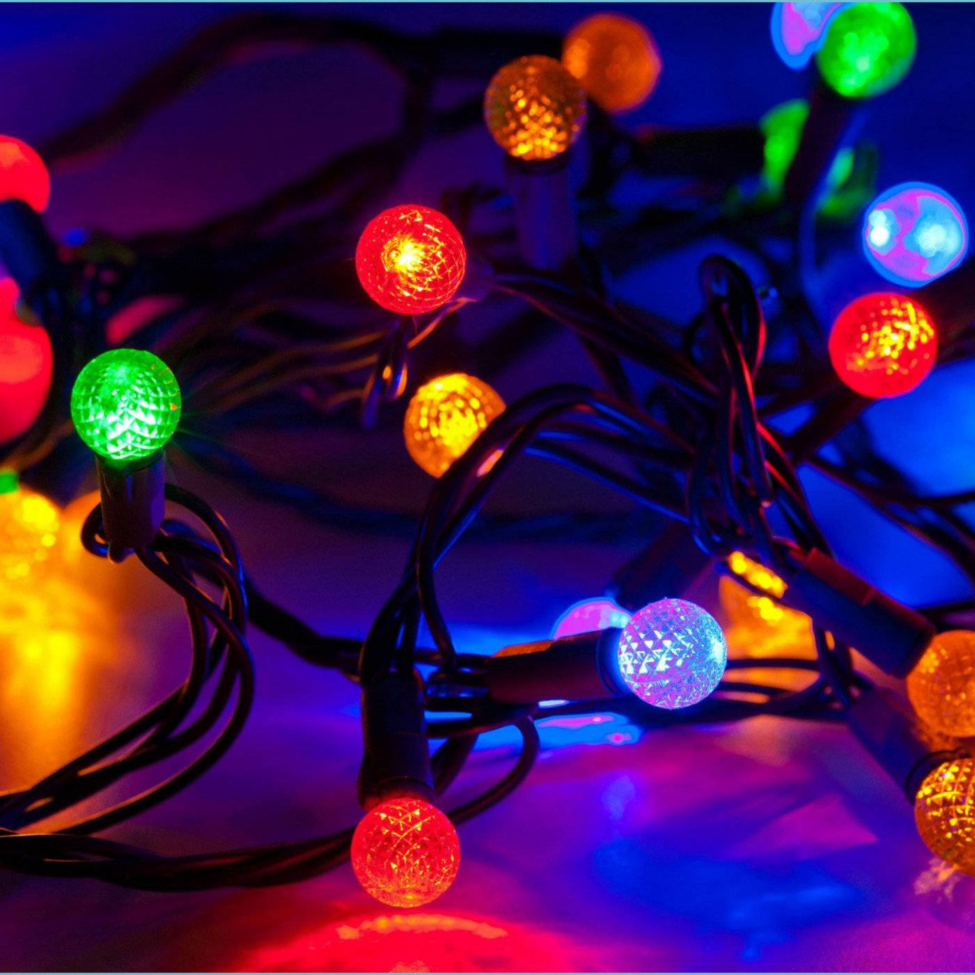 Christmas lights aesthetic, disco ball lights, red green blue and orange, HD Desktop Wallpaper