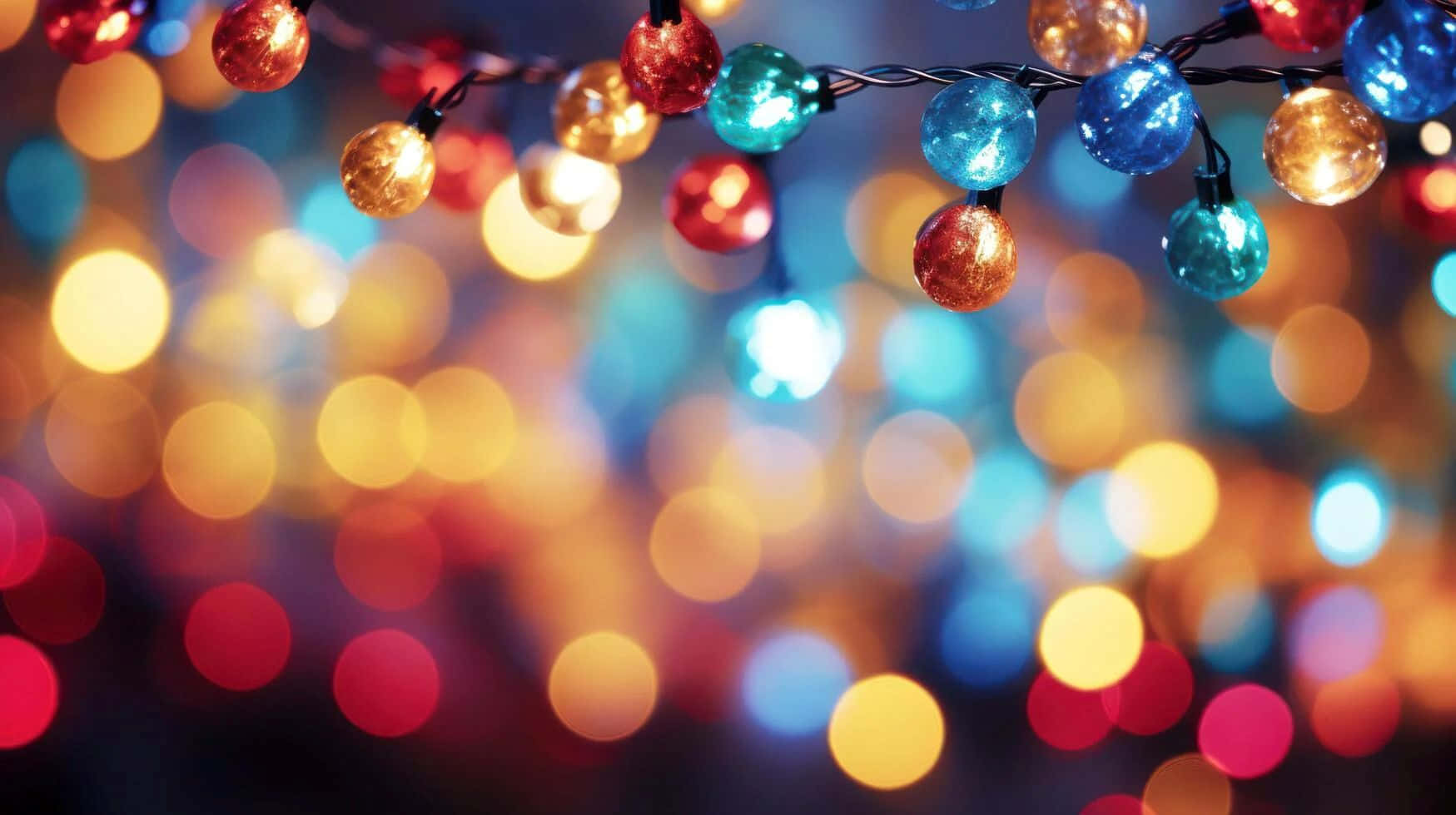 colorful Christmas lights, glittery Christmas lights, bokeh background, HD Desktop Wallpaper