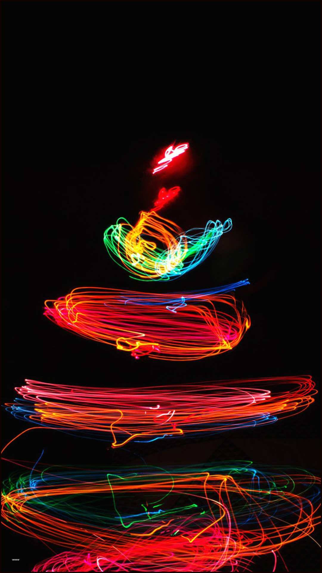 Christmas Lights iPhone, neon light trails, dynamic spirals, Full HD Phone Wallpaper