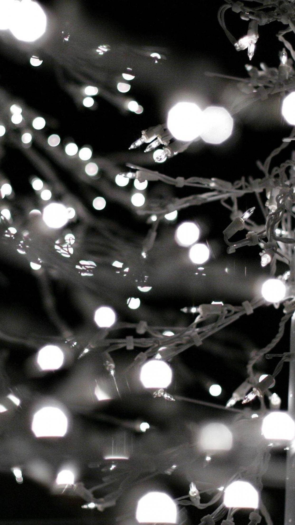 Christmas Lights iPhone, white, twinkling string lights, Full HD Phone Wallpaper