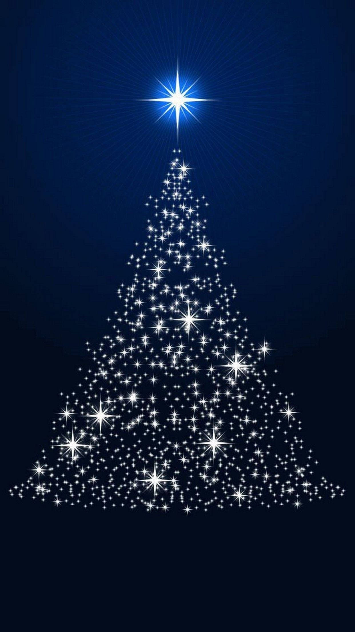 Christmas tree, sparkling stars, bright star, Full HD Phone Wallpaper