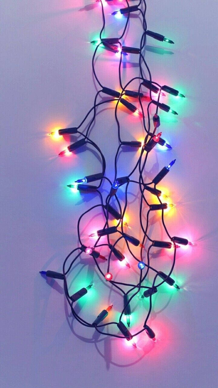 Christmas Lights iPhone, multicolored LED lights, light gray background, HD Phone Wallpaper