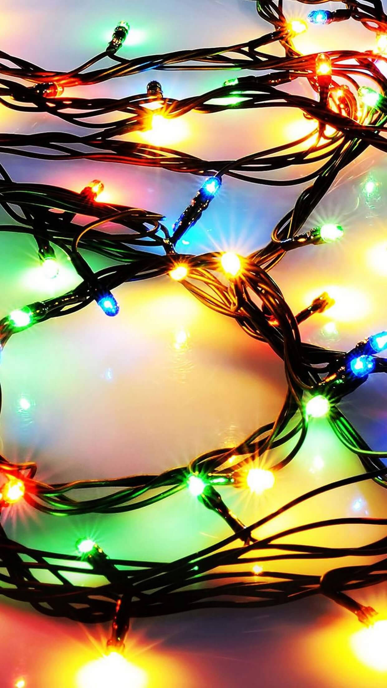 Christmas Lights iPhone, multicolored fairy lights, glowing, Full HD Phone Wallpaper