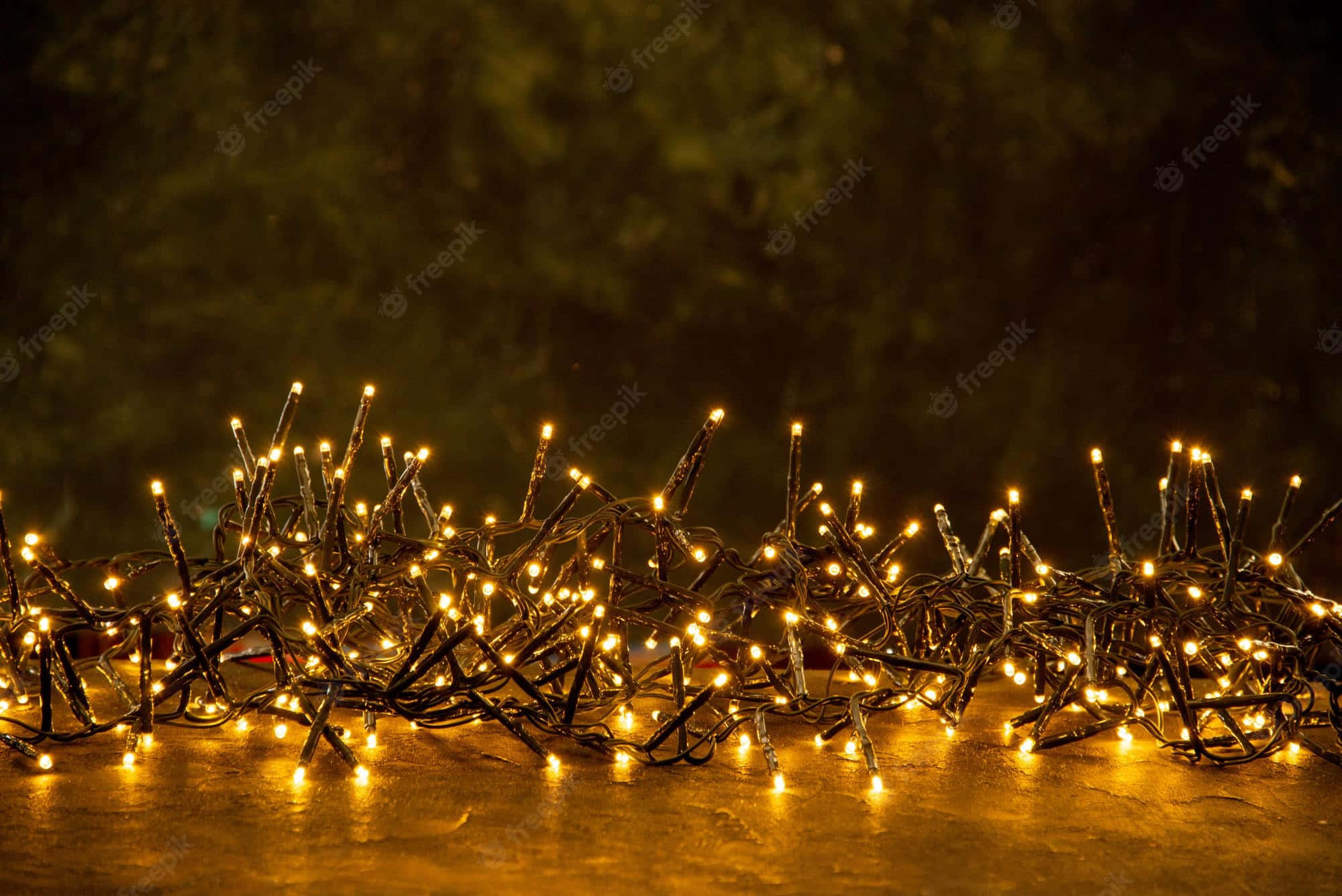 Christmas lights, golden fairy lights, twinkling, Full HD Desktop Wallpaper