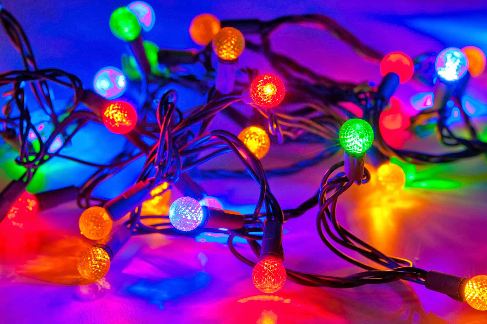 Christmas Lights, multicolored, glowing, HD Desktop Wallpaper