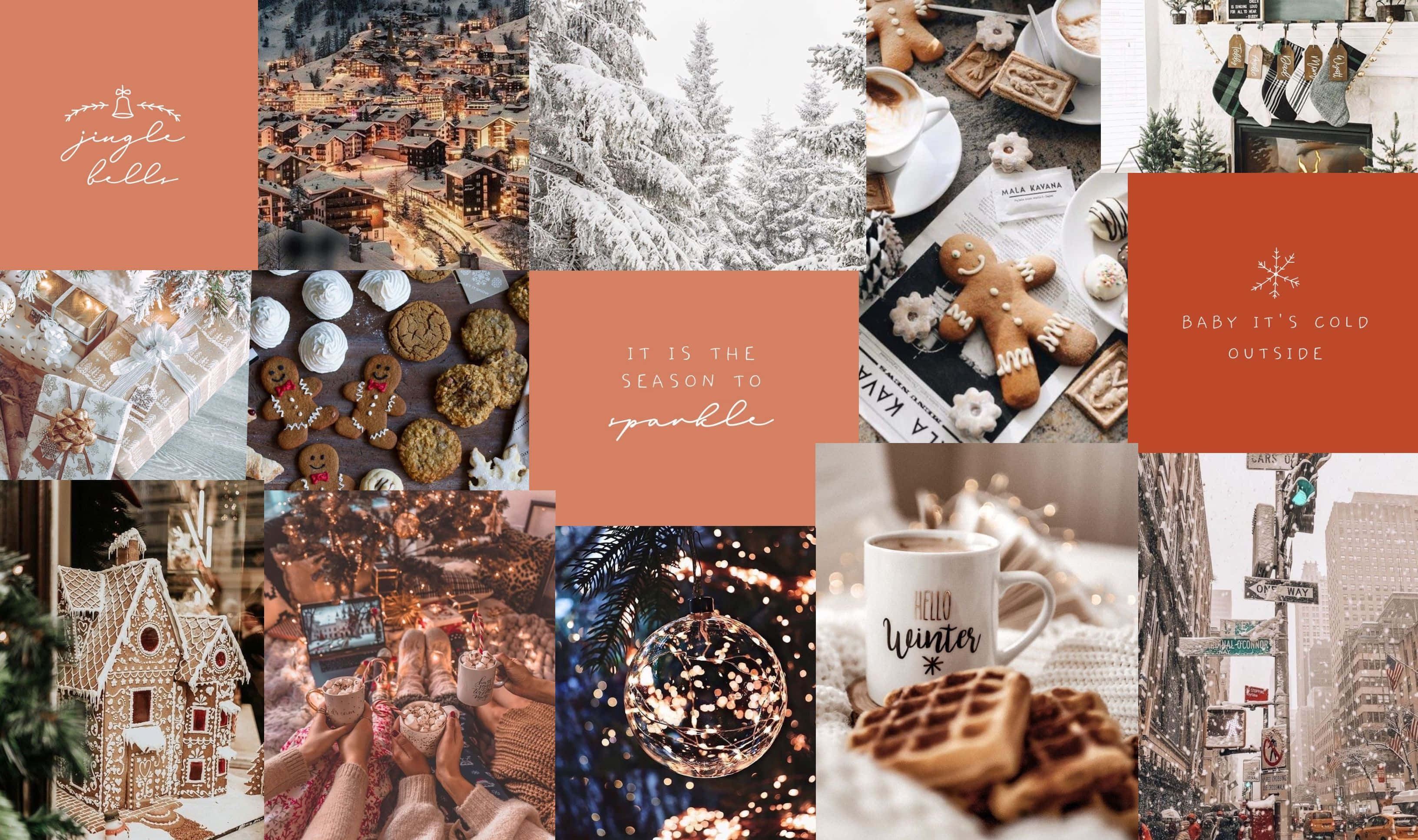 Christmas Mac Aesthetic, pastel vibes, gingerbread cookies, 2K Desktop Wallpaper