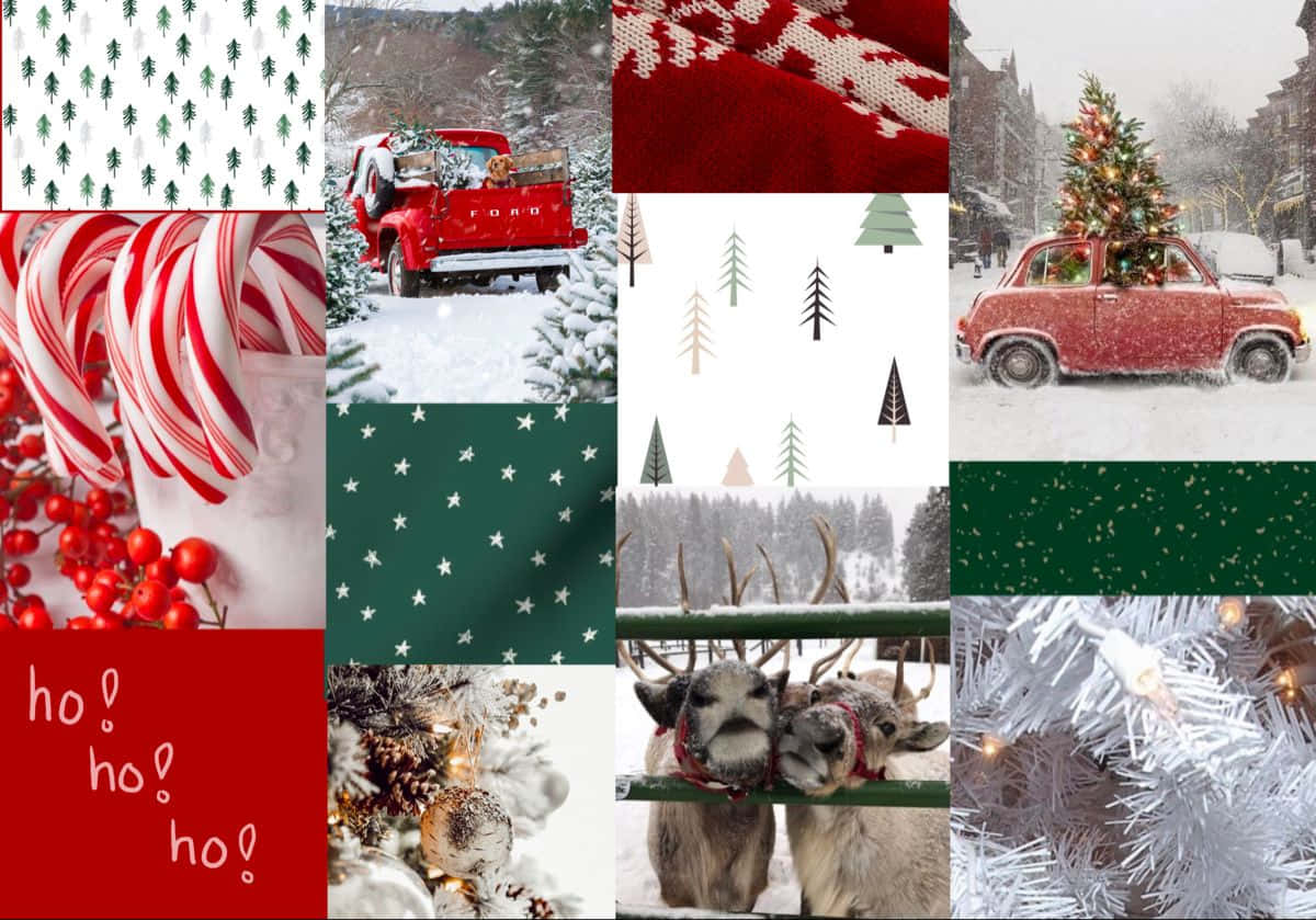 Christmas Mac Aesthetic, red trucks, Christmas trees, SD Desktop Wallpaper