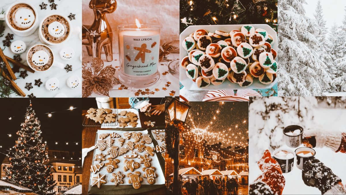 Christmas Mac Aesthetic, snowman, gingerbread cookies, SD Desktop Wallpaper