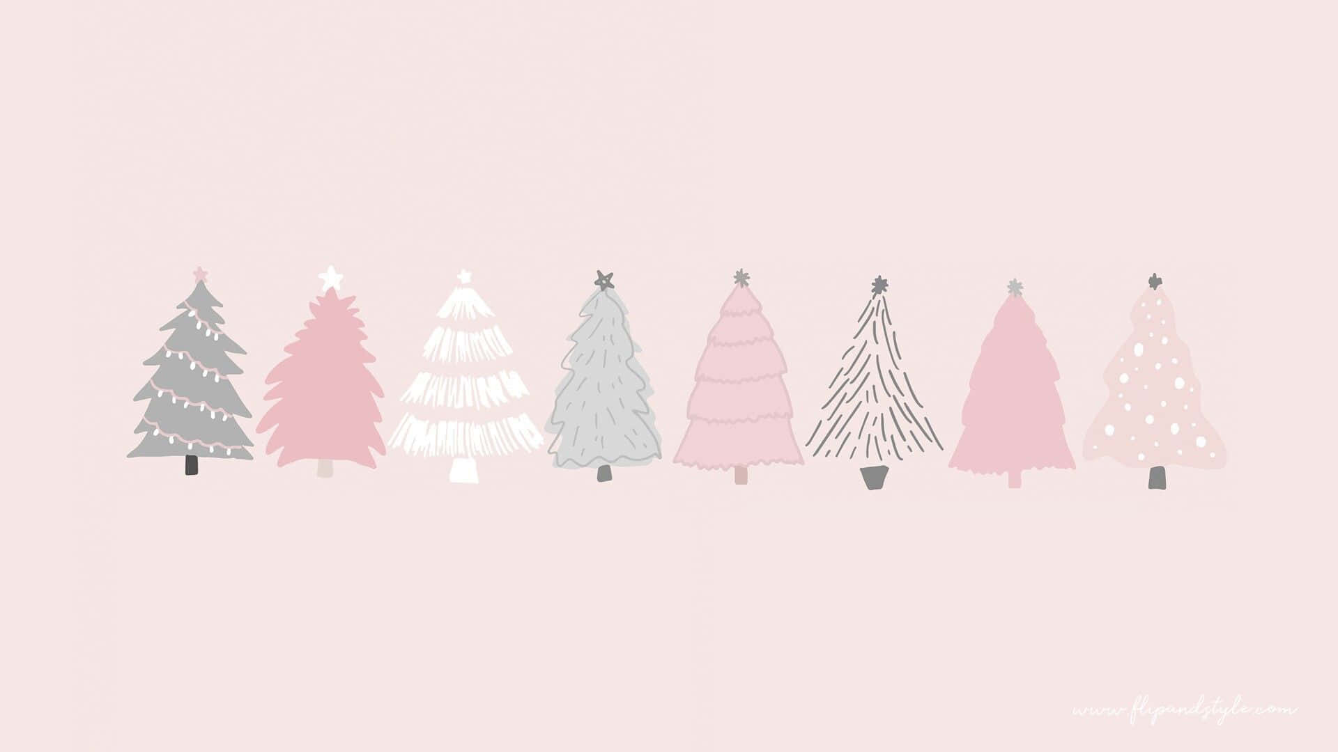 Christmas Mac Aesthetic, pastel pink, gray, Full HD Desktop Wallpaper