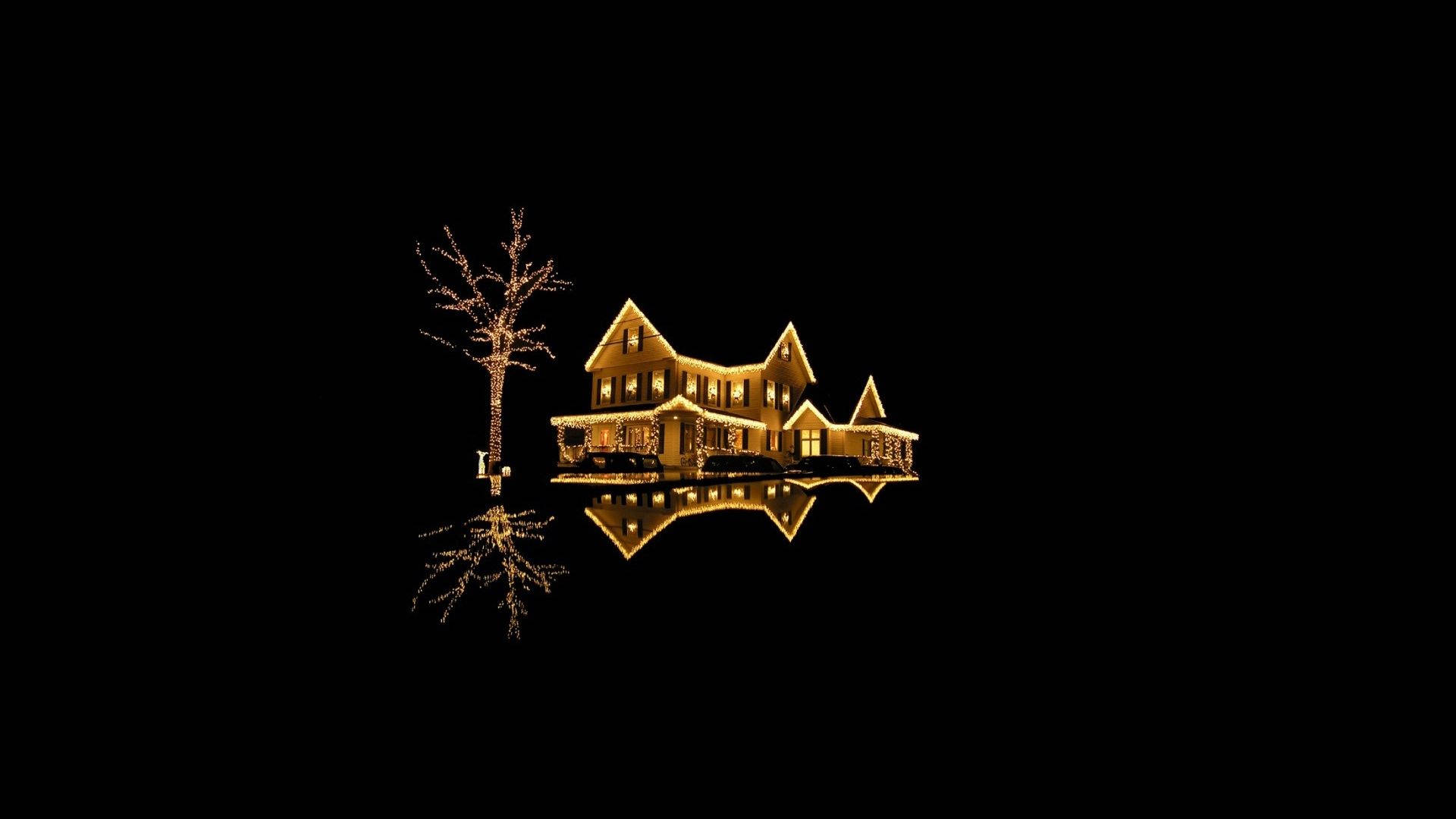 Christmas Mac, The Night Before Christmas Magic, Victorian-style house, Full HD Desktop Wallpaper